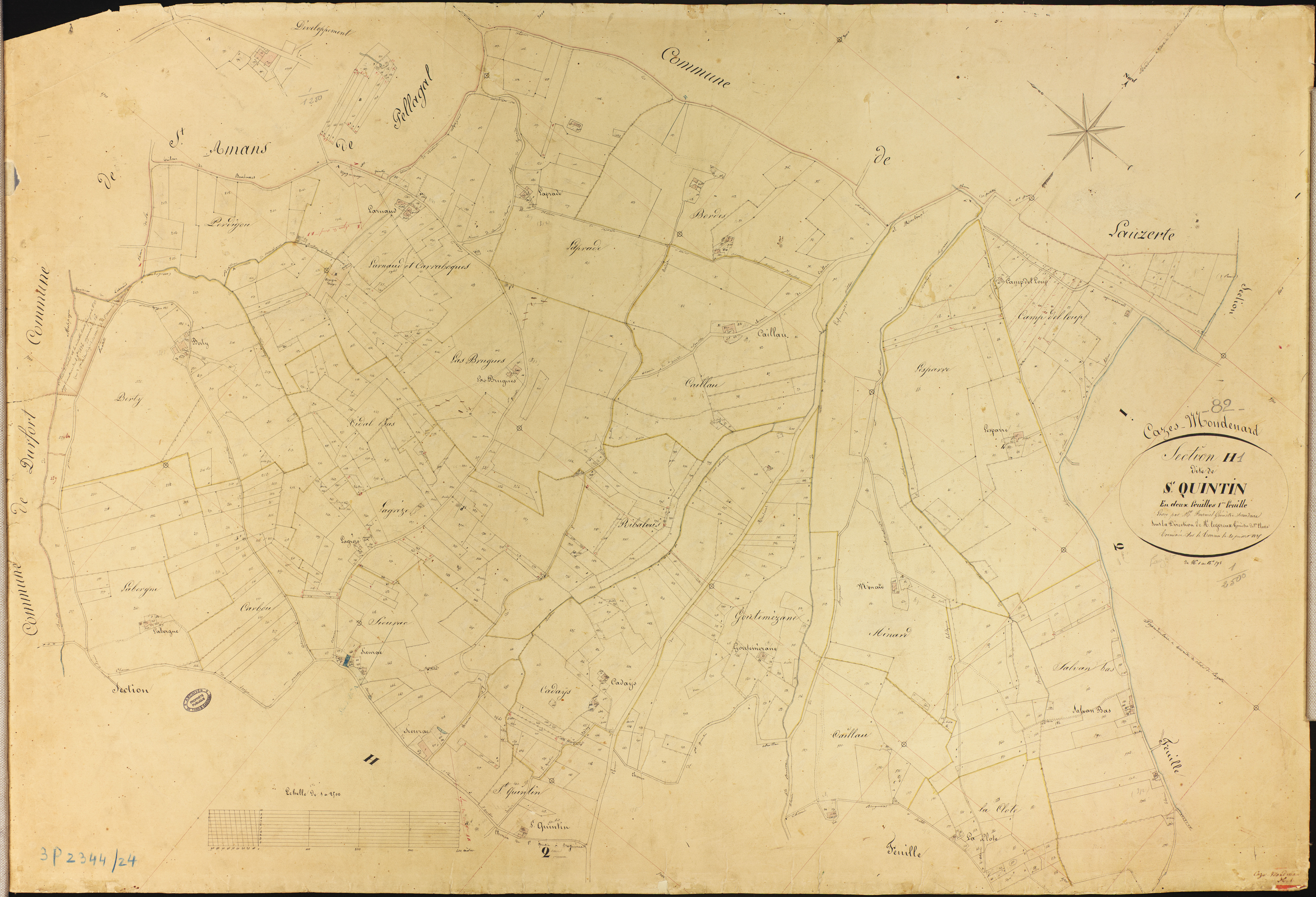 Cazes-Mondenard - Section H - Saint-Quintin, 1ère feuille