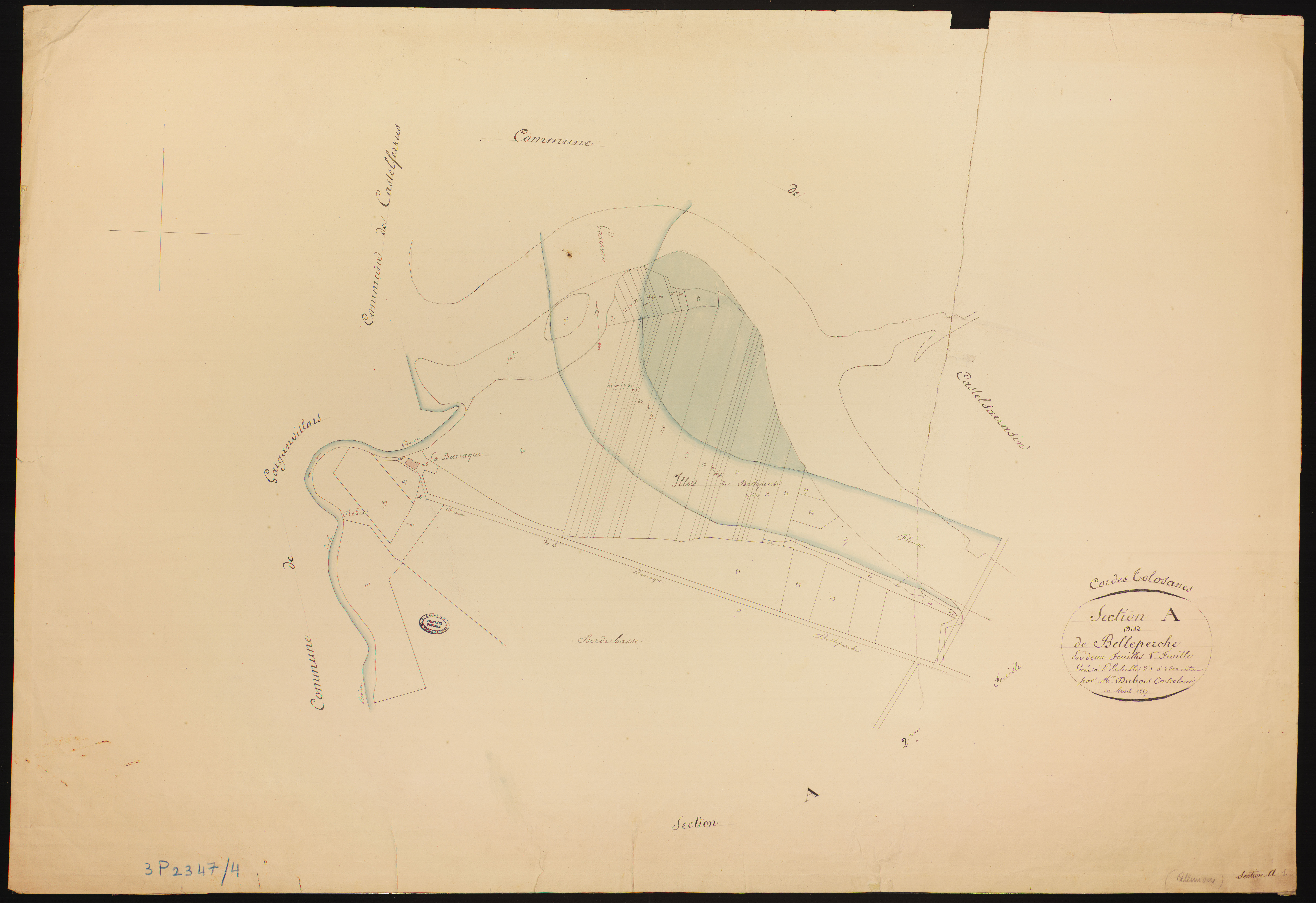 Cordes-Tolosannes - Section A - Belleperche, 1ère feuille : alluvions et corrosions