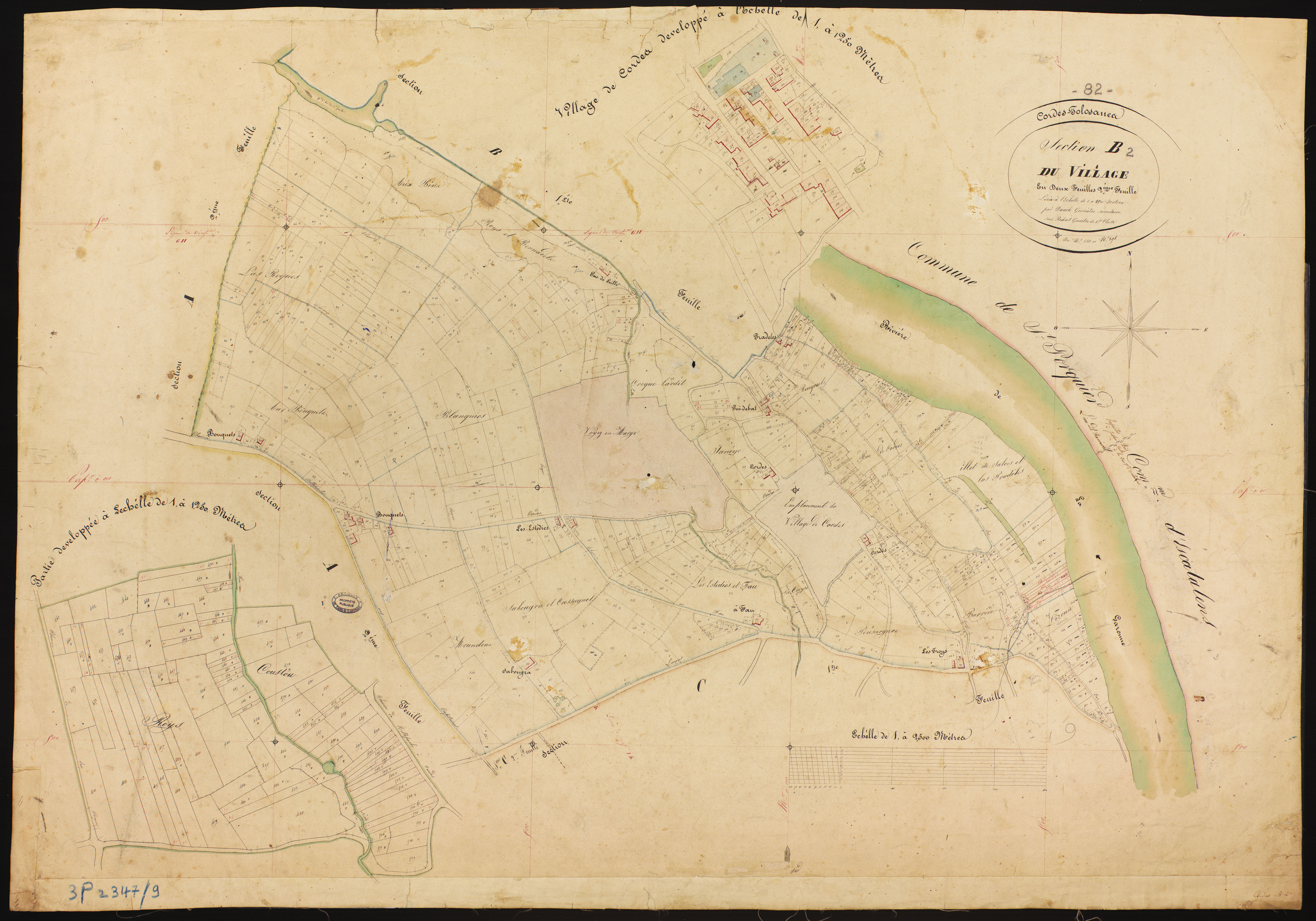 Cordes-Tolosannes - Section B - Le Village, 2e feuille