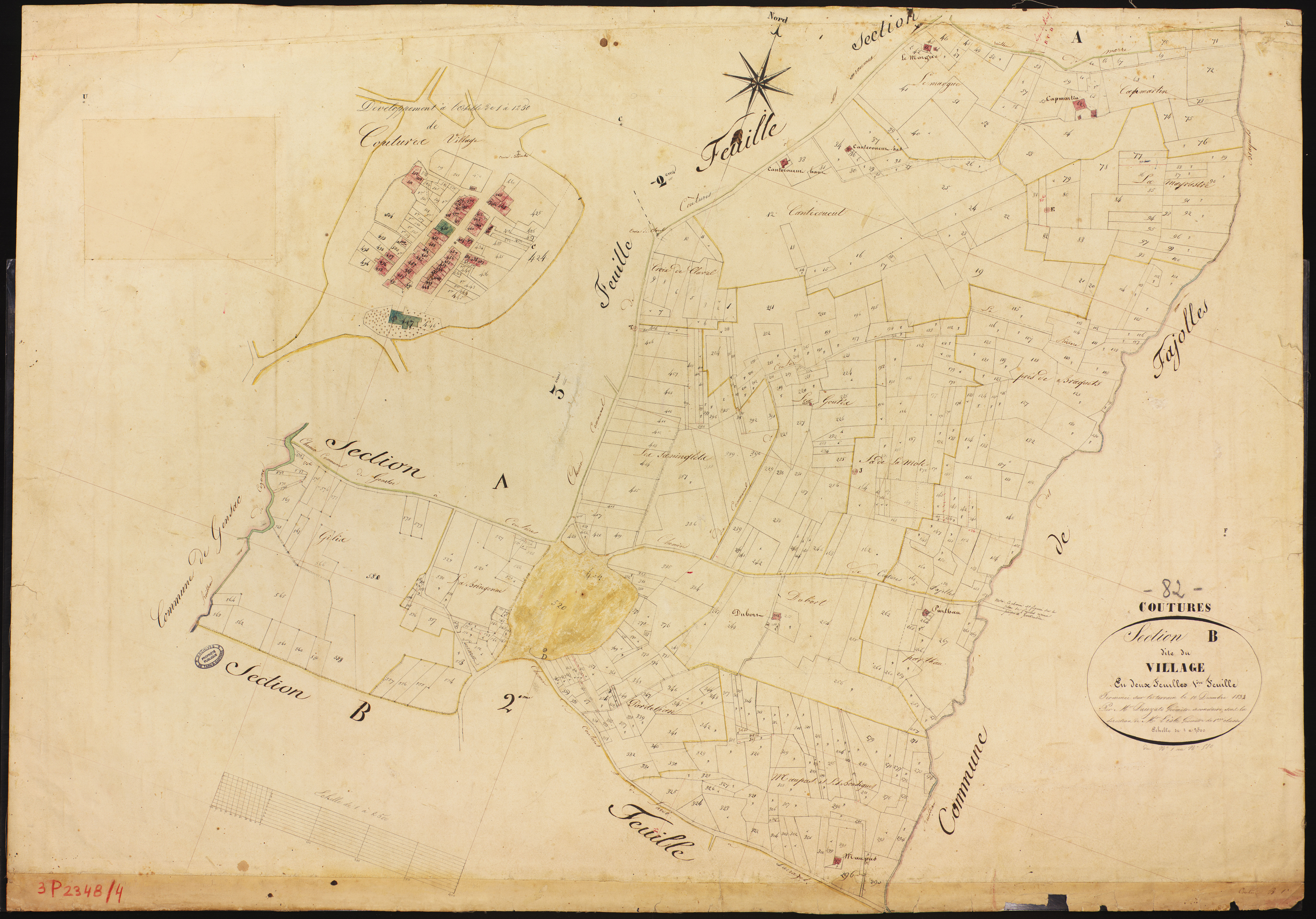 Coutures - Section B - Le Village, 1ère feuille
