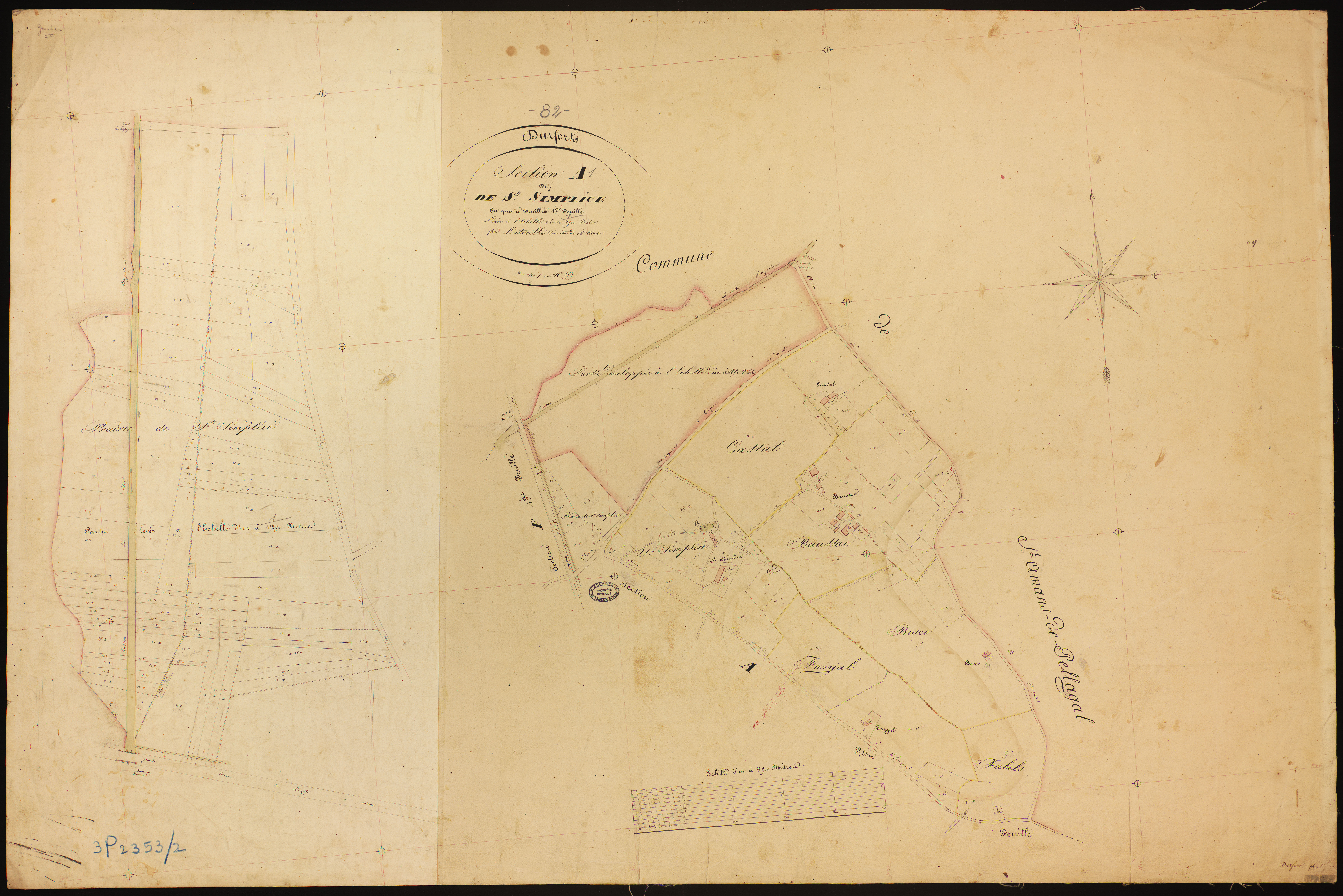 Durfort-Lacapelette - Section A - Saint-Simplice, 1ère feuille