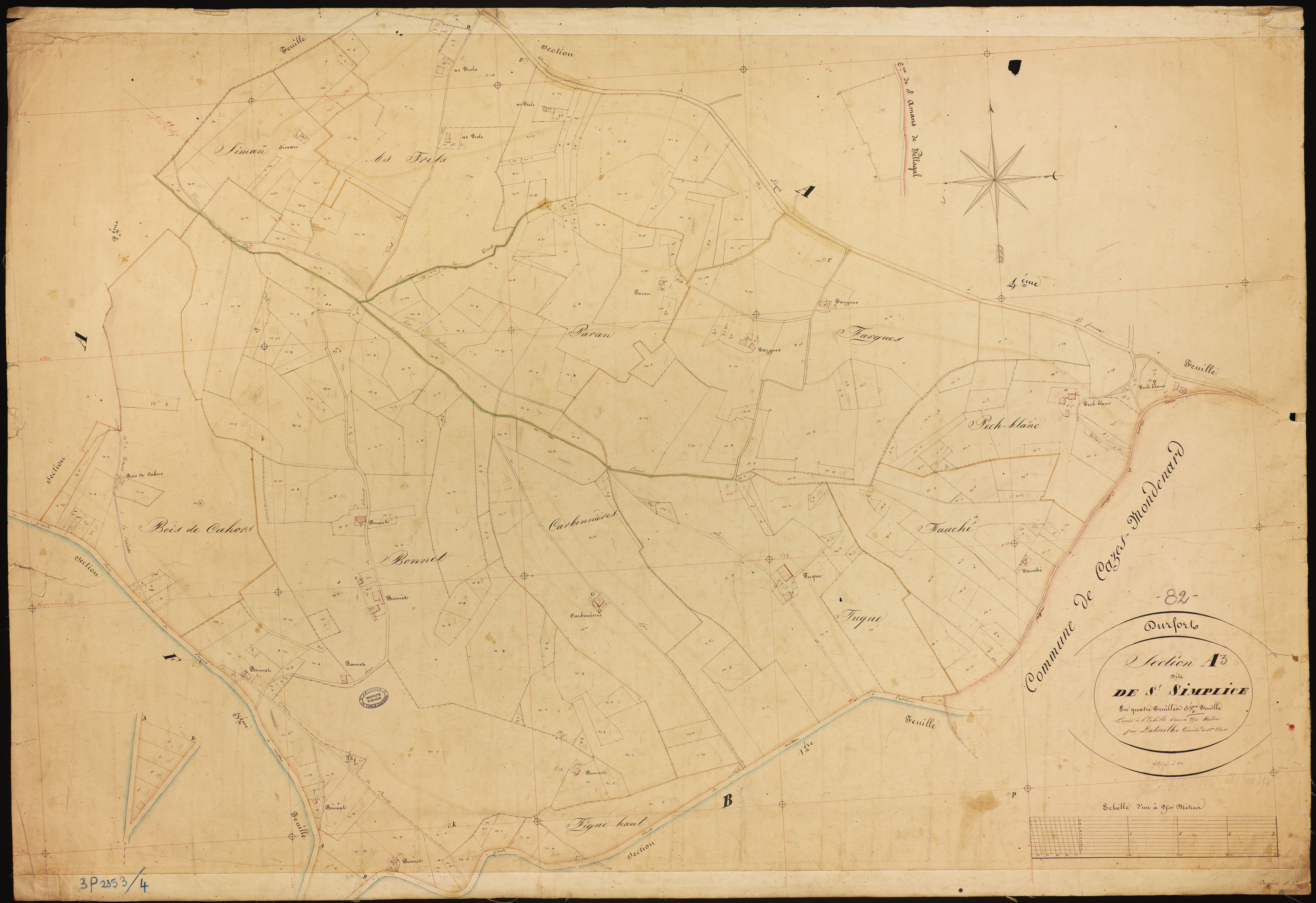 Durfort-Lacapelette - Section A - Saint-Simplice, 3e feuille