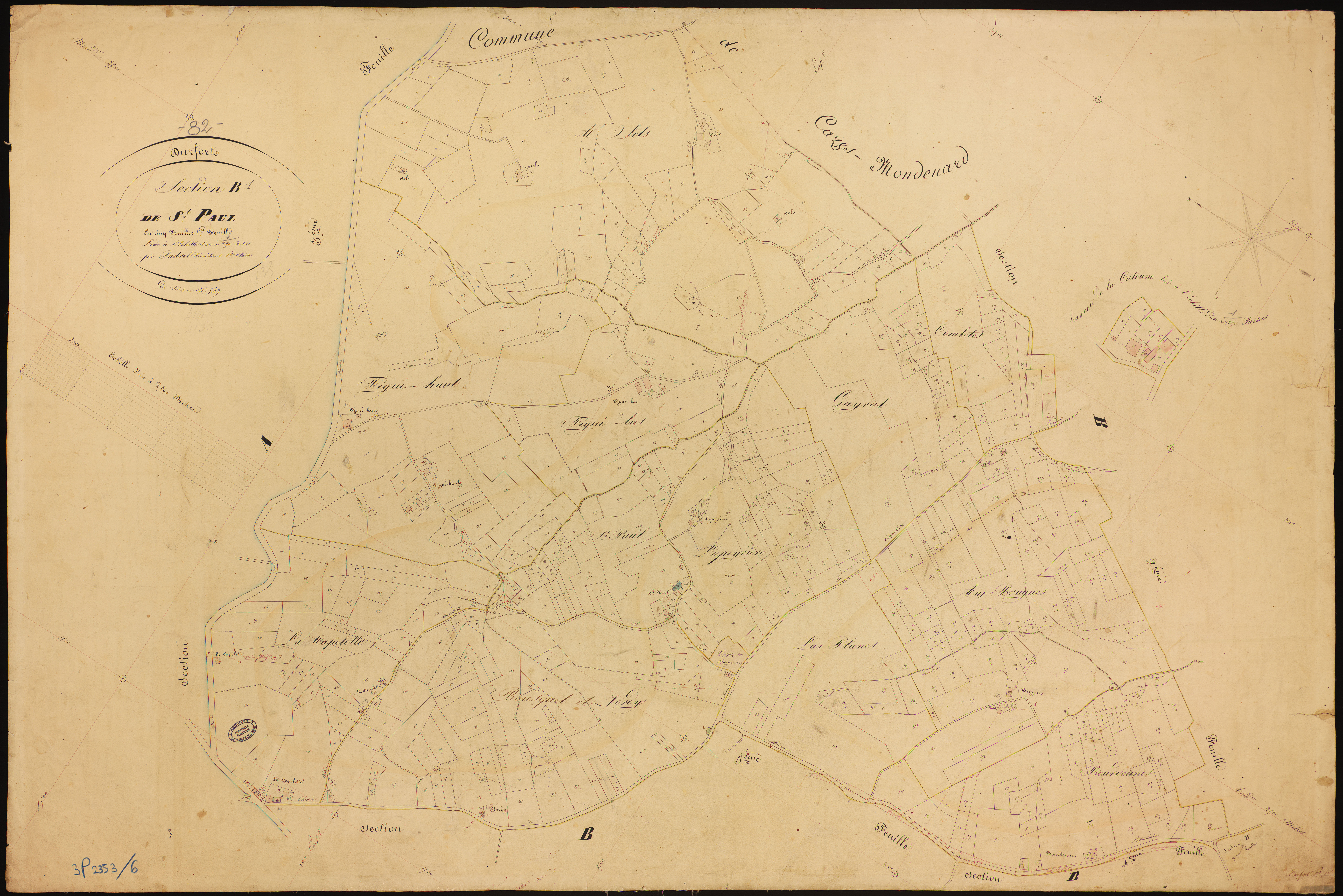 Durfort-Lacapelette - Section B - Saint-Paul, 1ère feuille