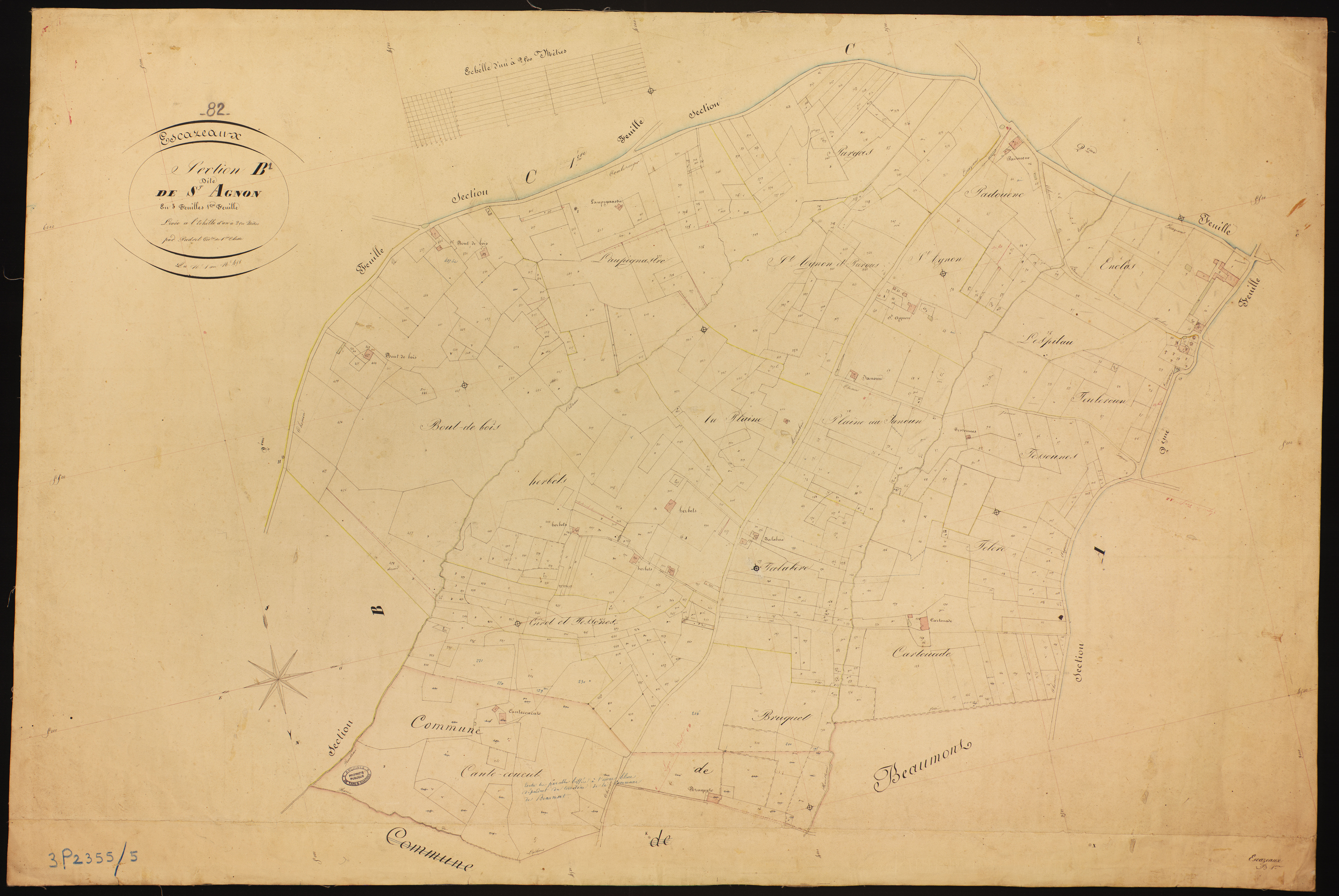 Escazeaux - Section B - Saint-Agnon, 1ère feuille