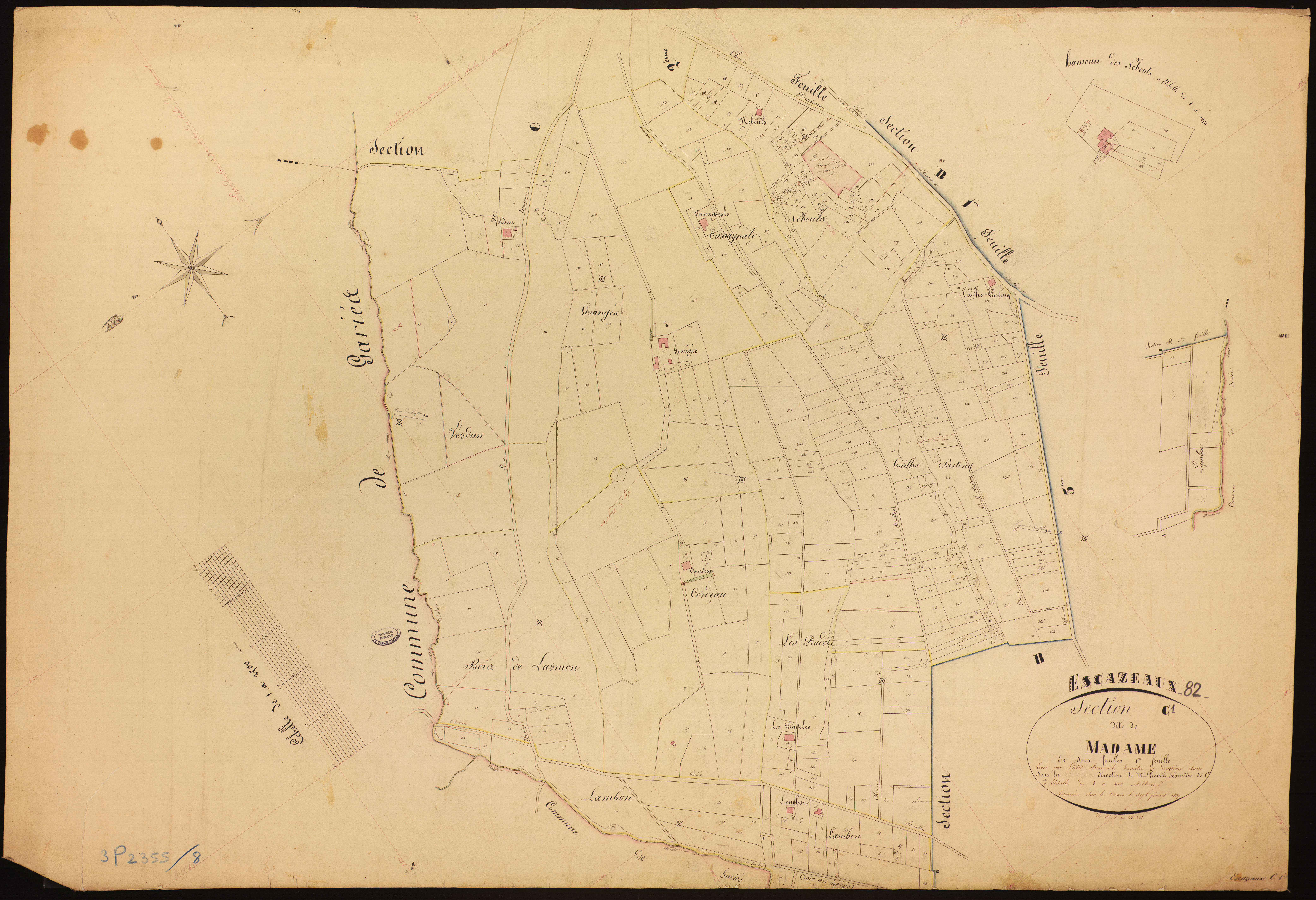 Escazeaux - Section C - Madame, 1ère feuille