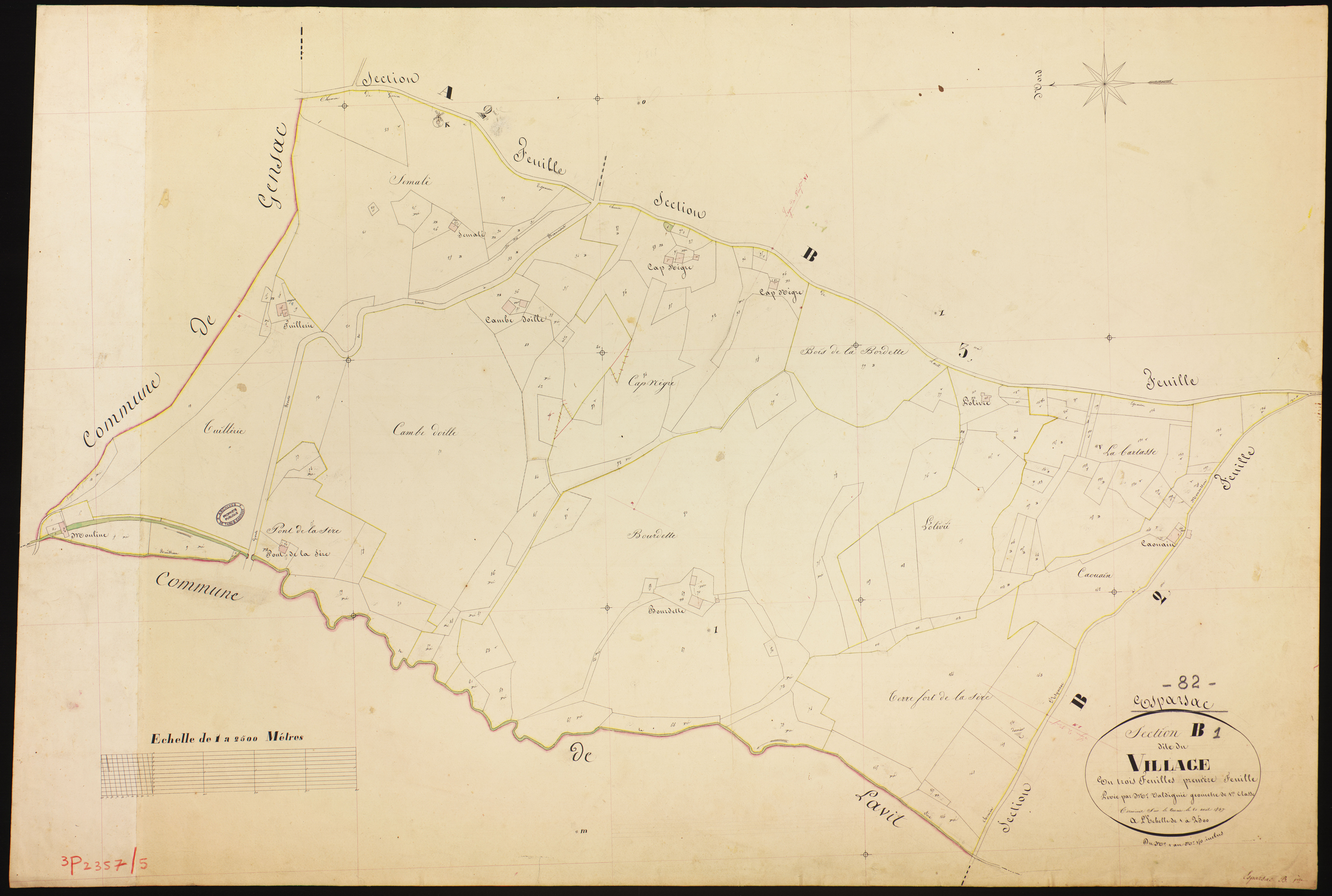 Esparsac - Section B - Le Village, 1ère feuille
