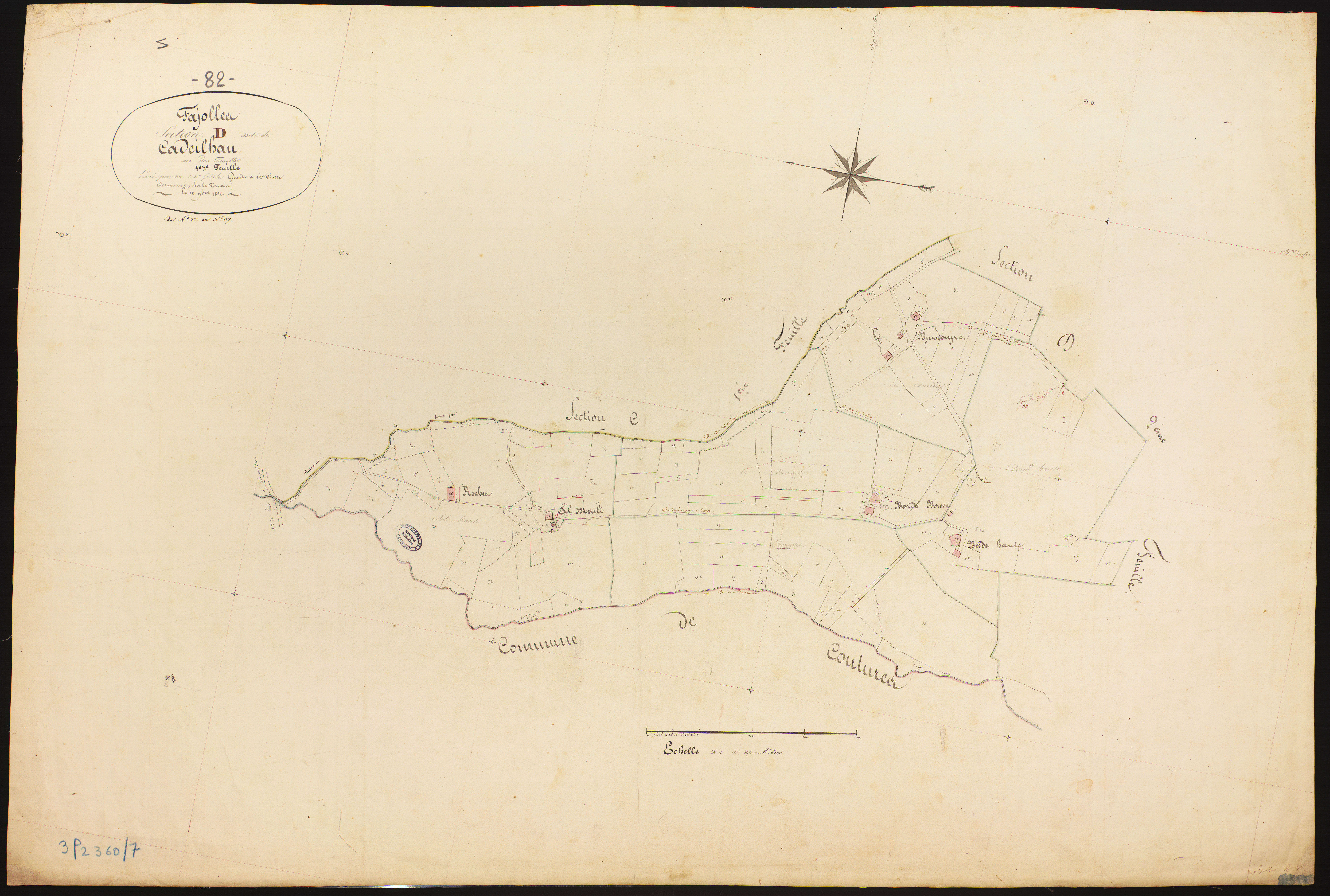 Fajolles - Section D - Cadeilhan, 1ère feuille
