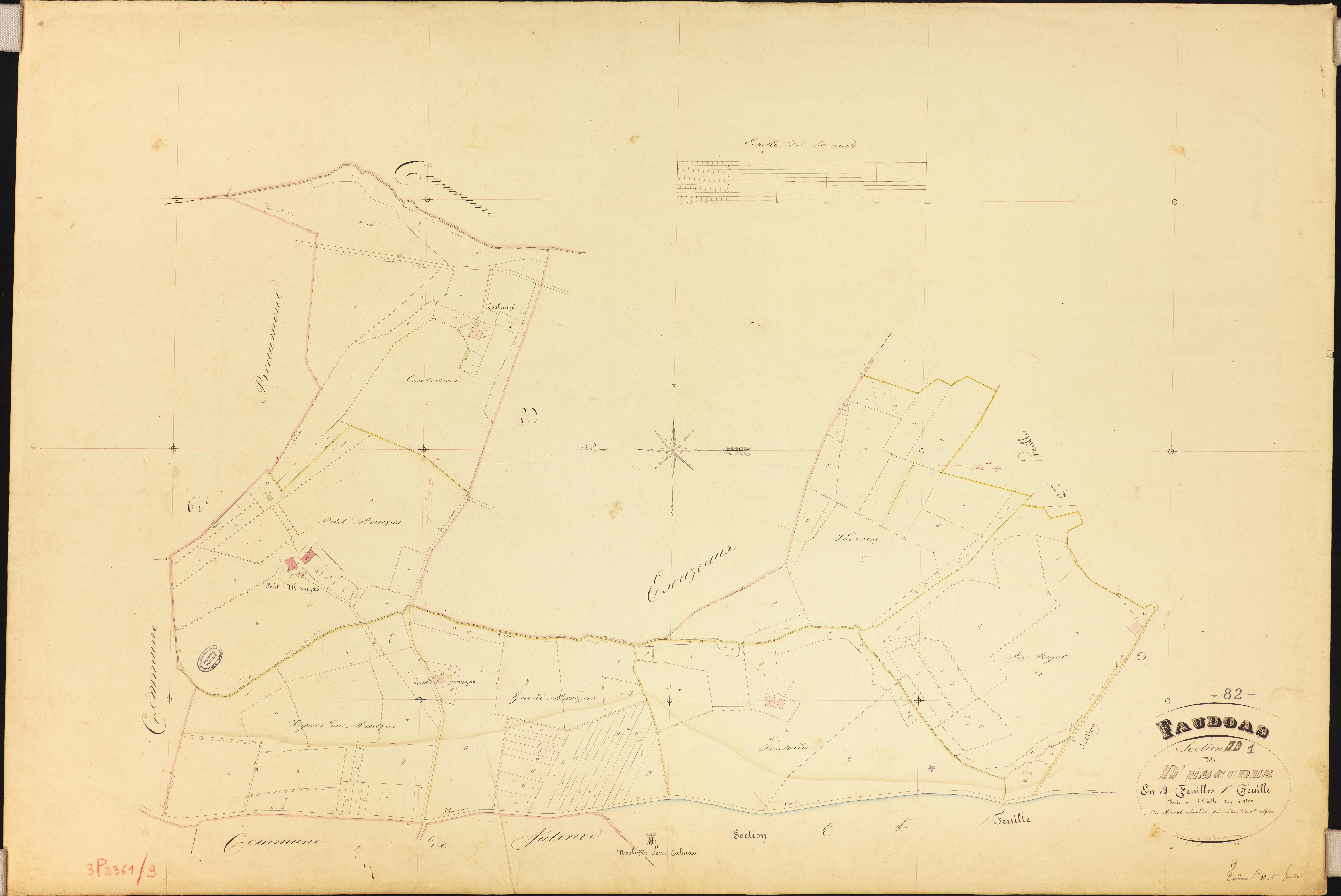 Faudoas - Section D - Escudès, 1ère feuille