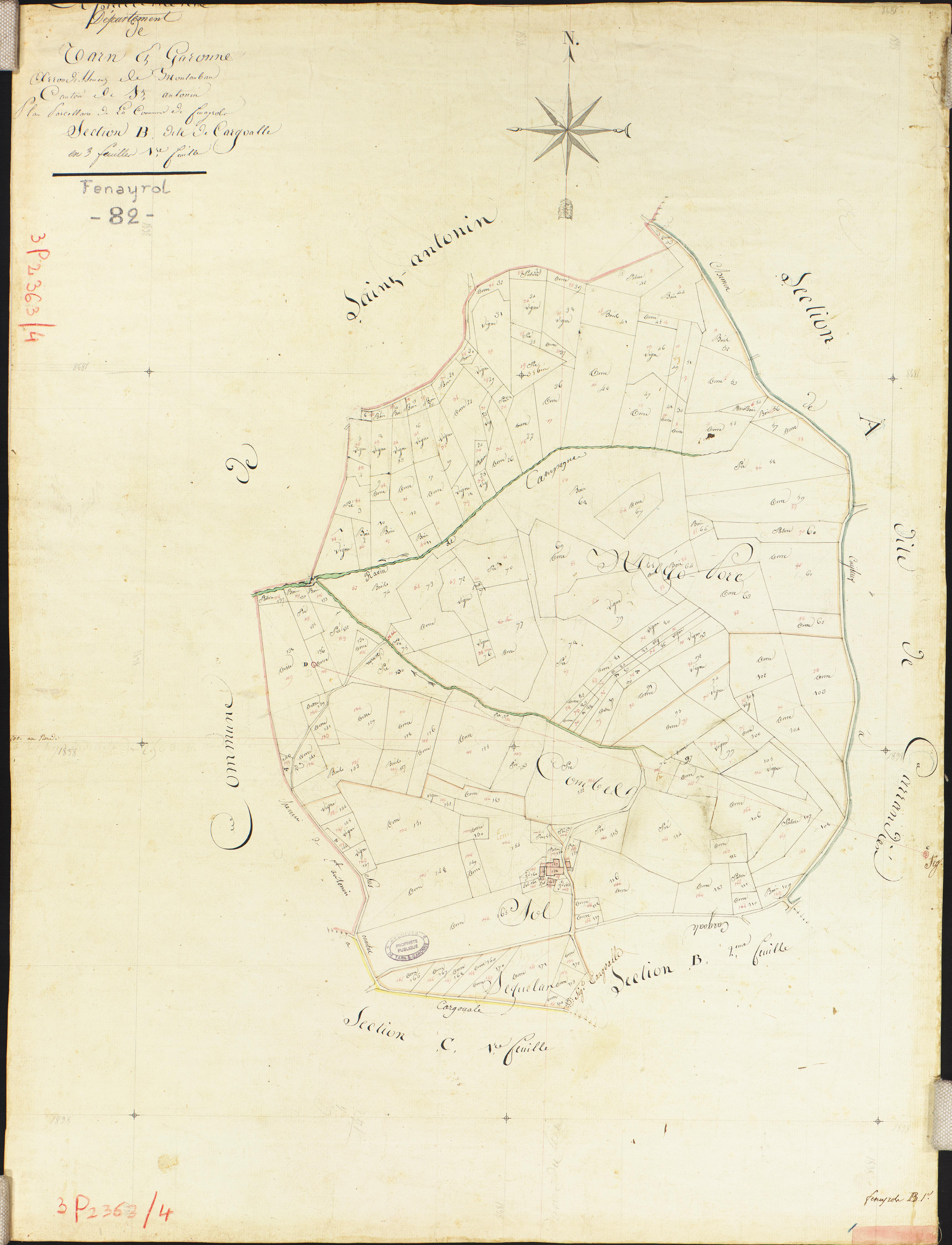 Féneyrols - Section B - Cargoalle, 1ère feuille