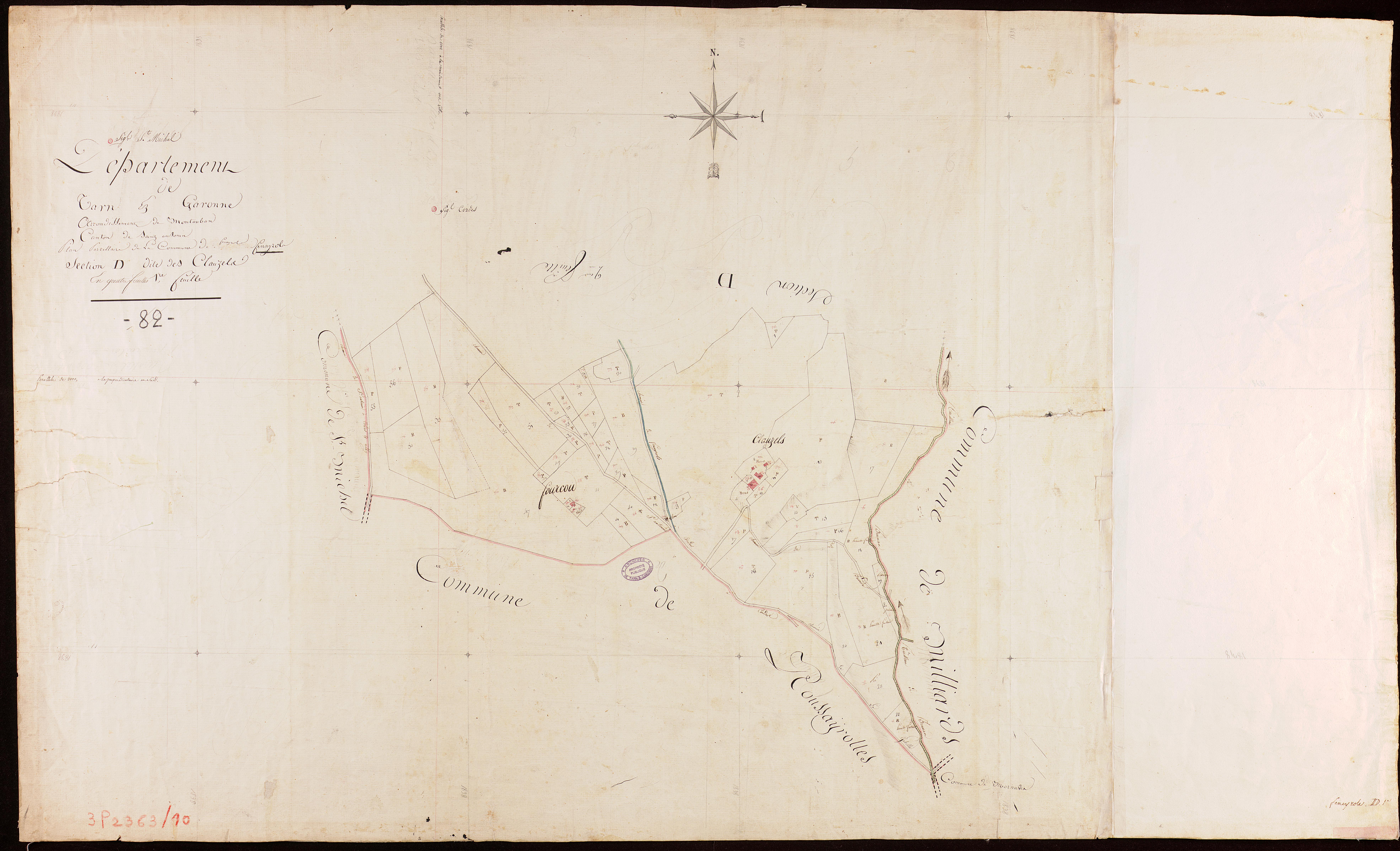 Féneyrols - Section D - Les Clauzels, 1ère feuille