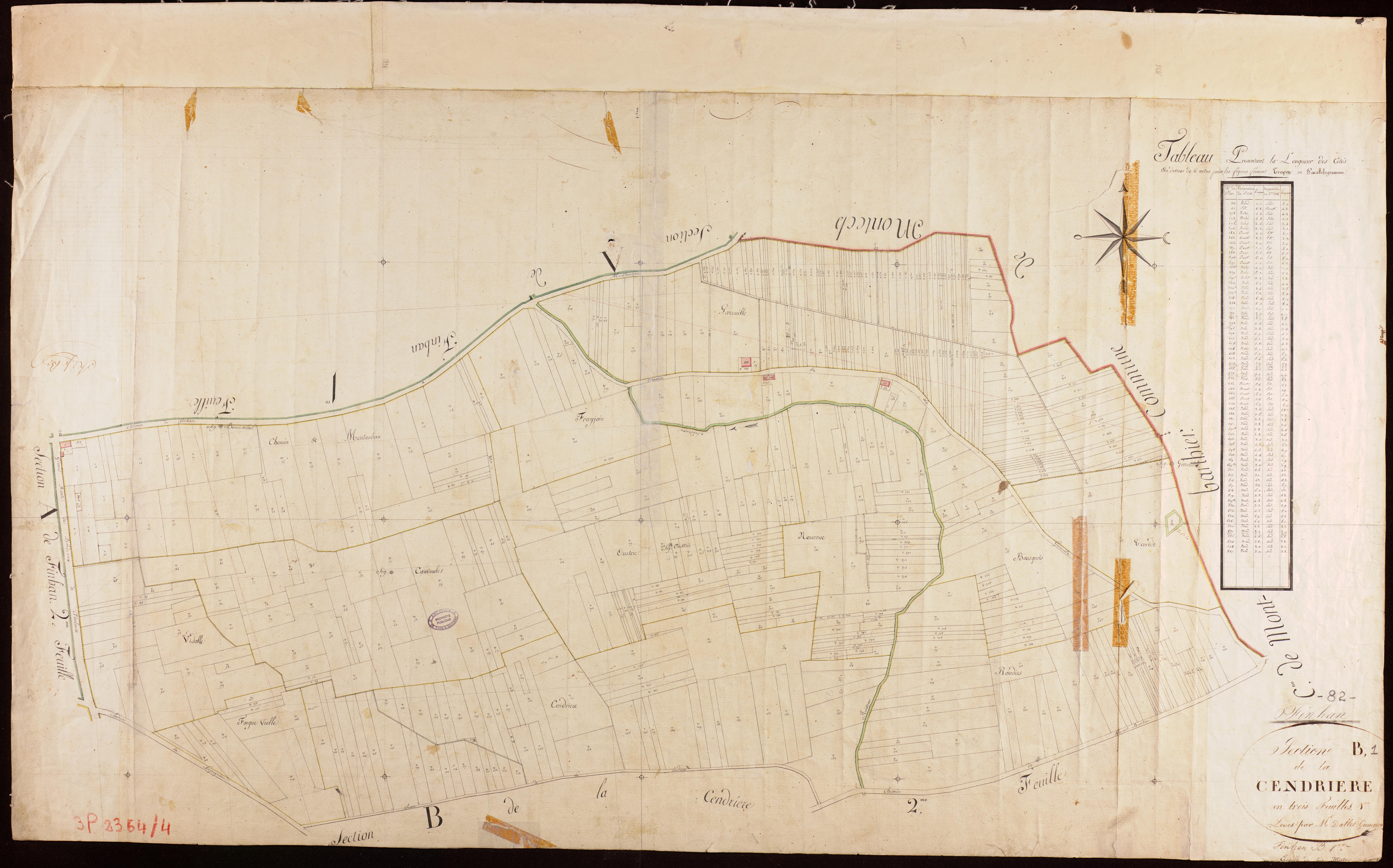 Finhan - Section B - La Cendrière, 1ère feuille
