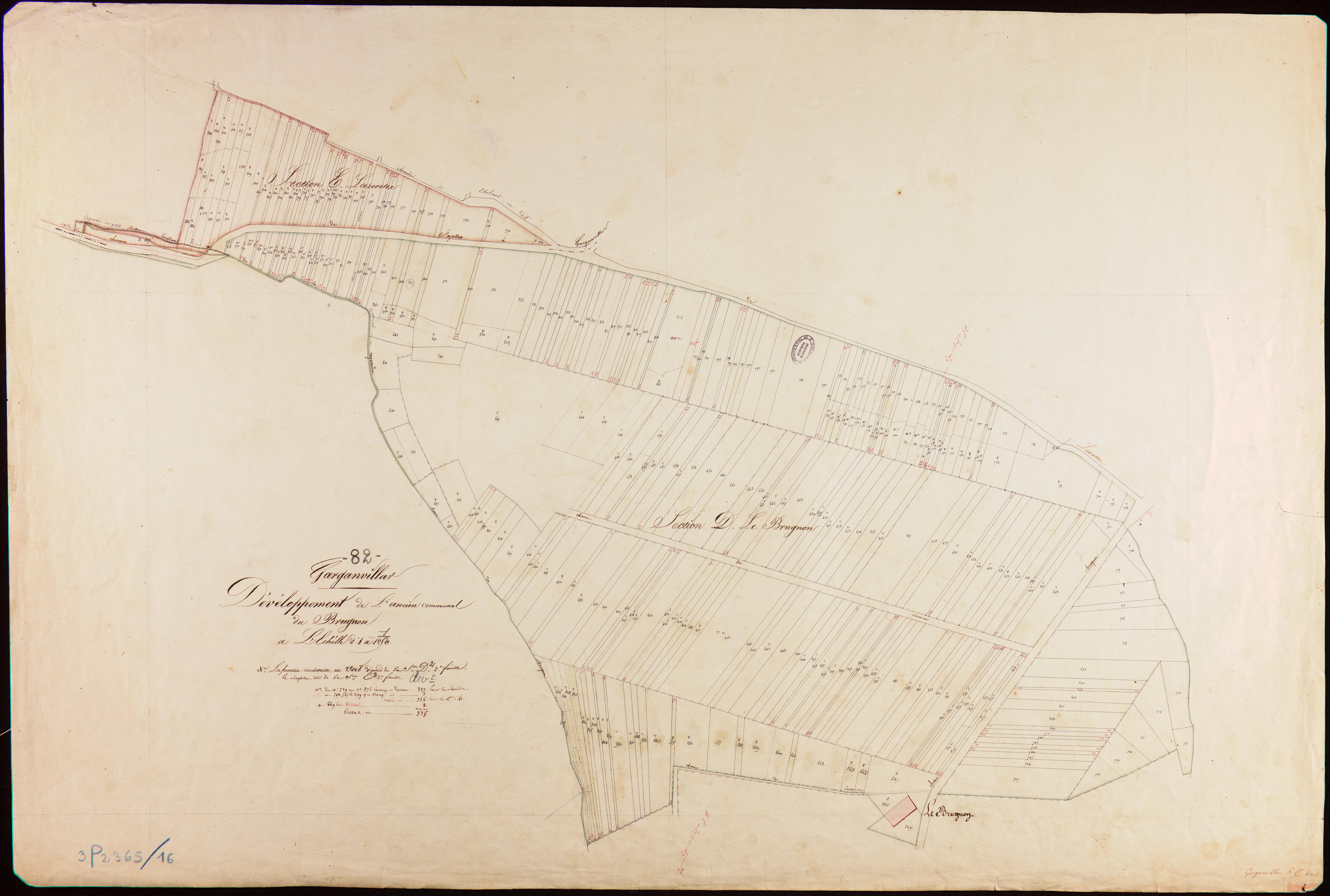 Garganvillar - Sections D, E : développement de l'ancien communal de Brugnon