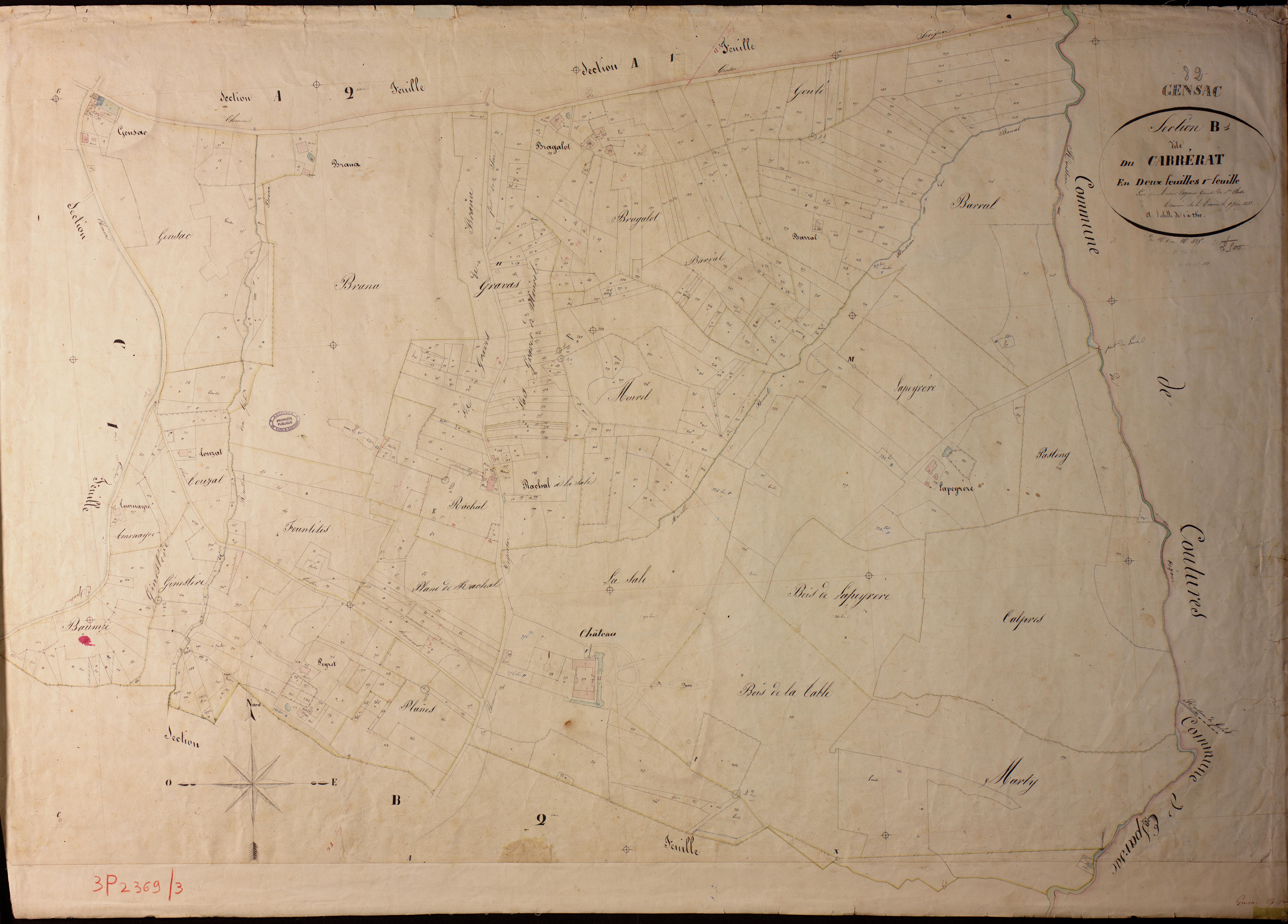 Gensac - Section B - Le Carrérat, 1ère feuille