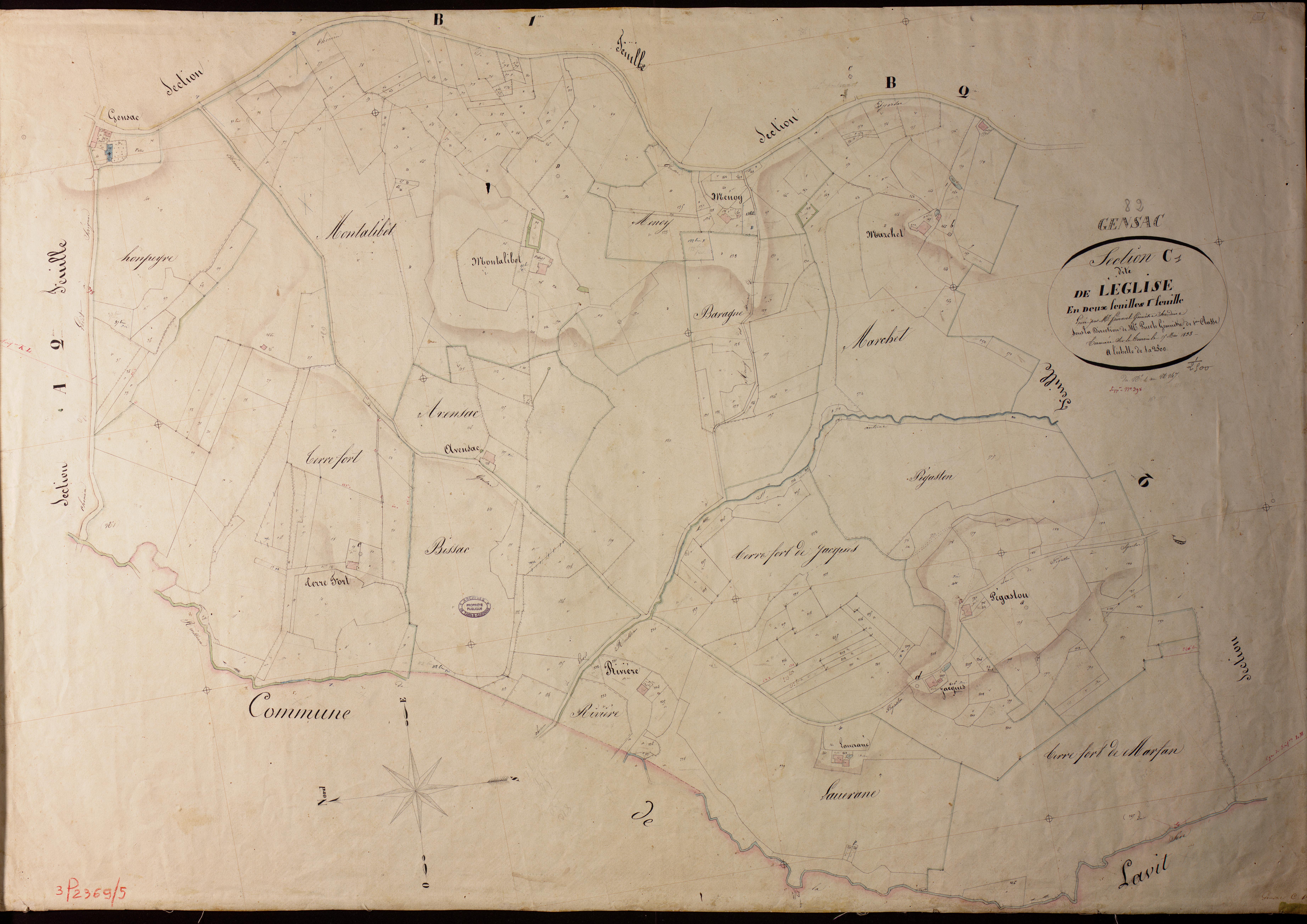 Gensac - Section C - L'Église, 1ère feuille