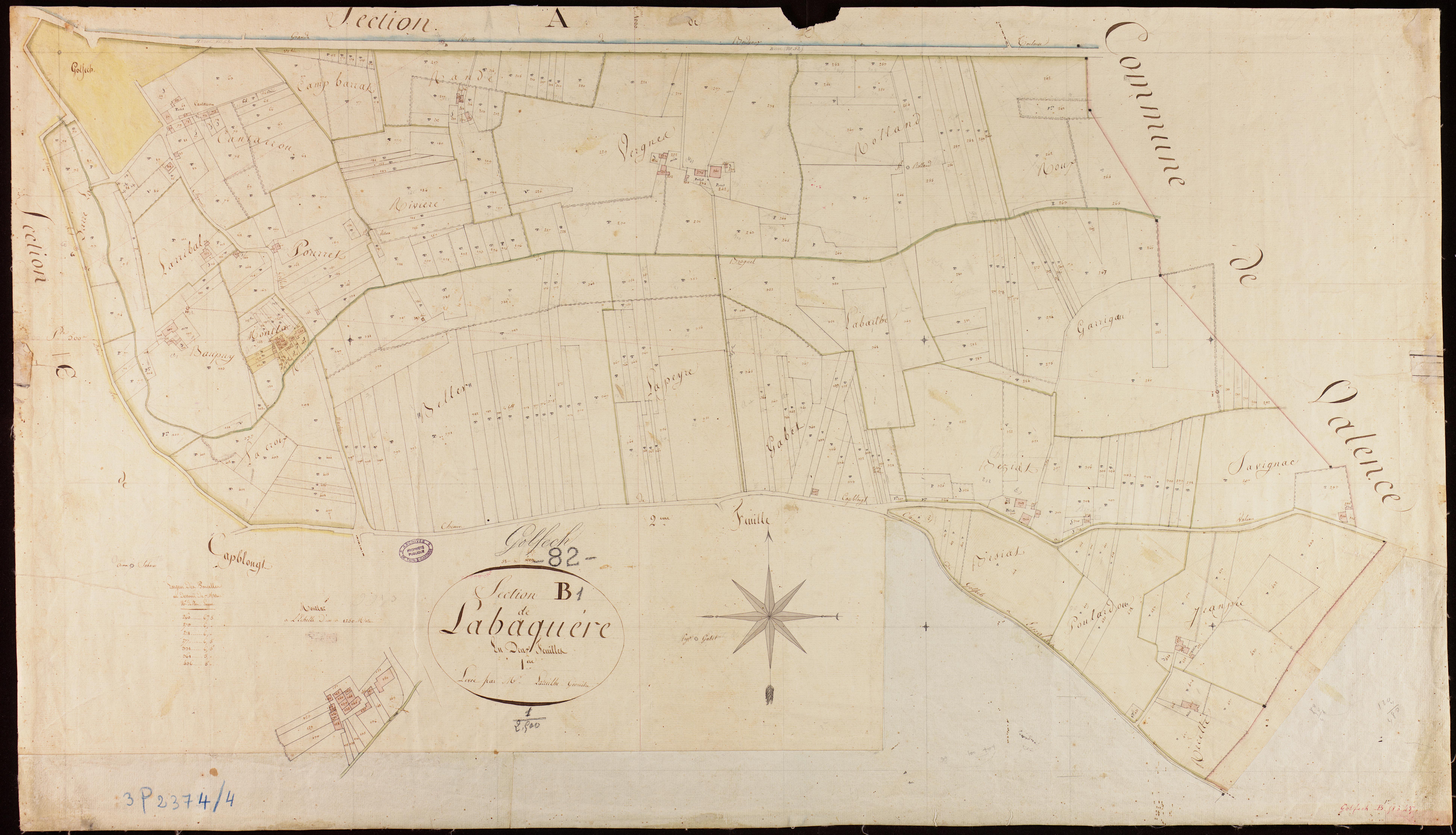 Golfech - Section B - Labaquère, 1ère feuille