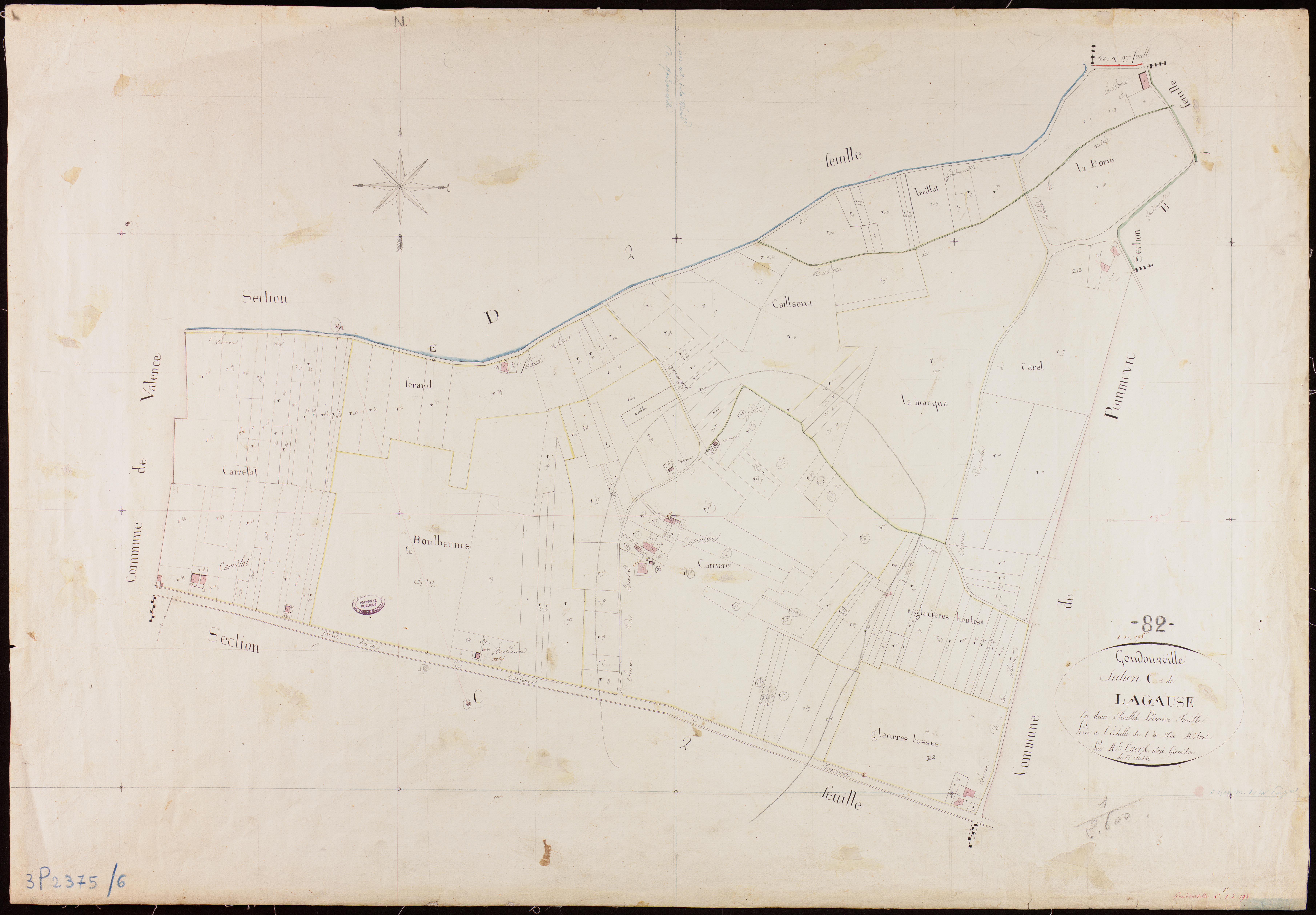 Goudourville - Section C - Lagause, 1ère feuille