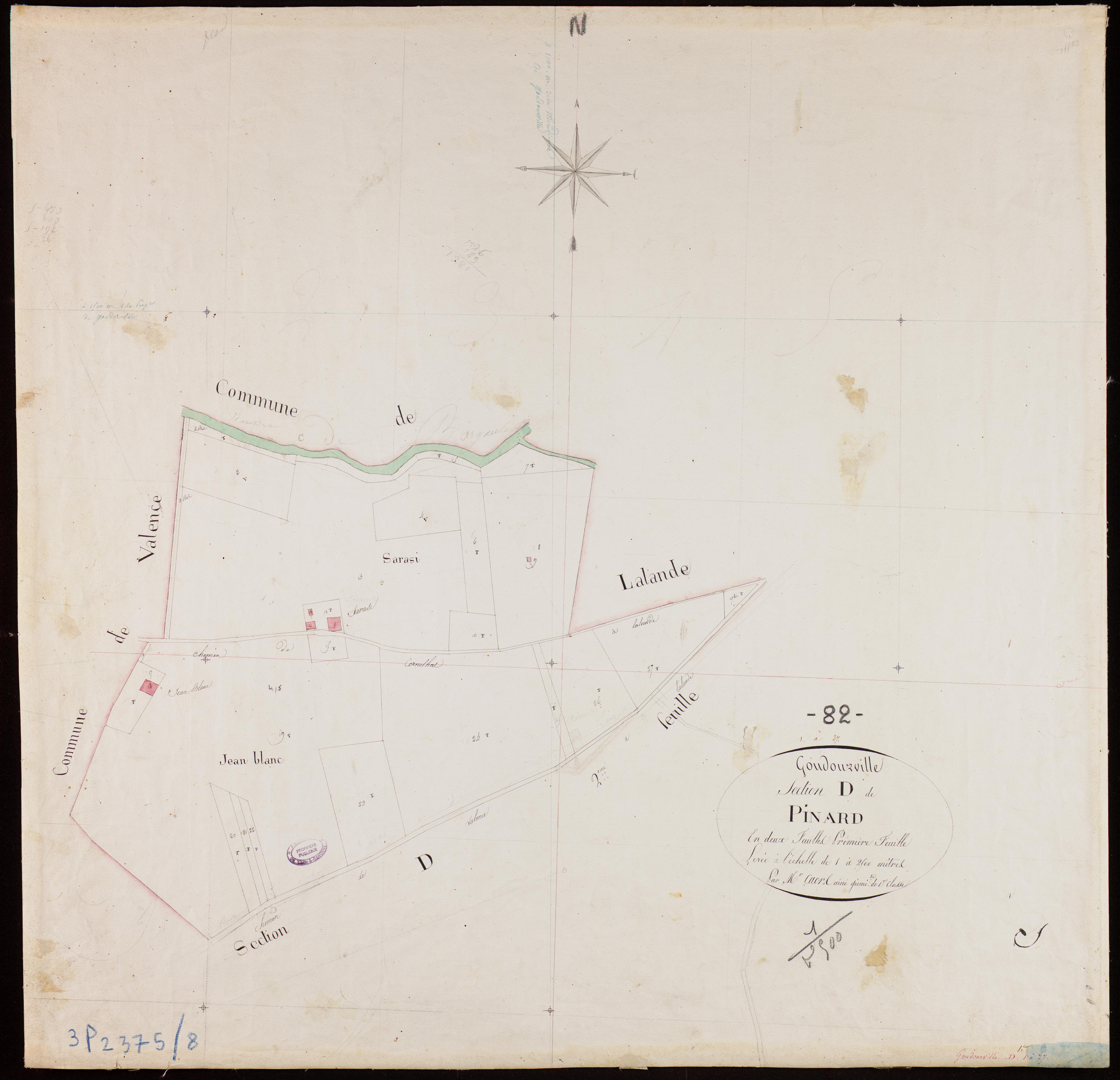 Goudourville - Section D - Pinard, 1ère feuille