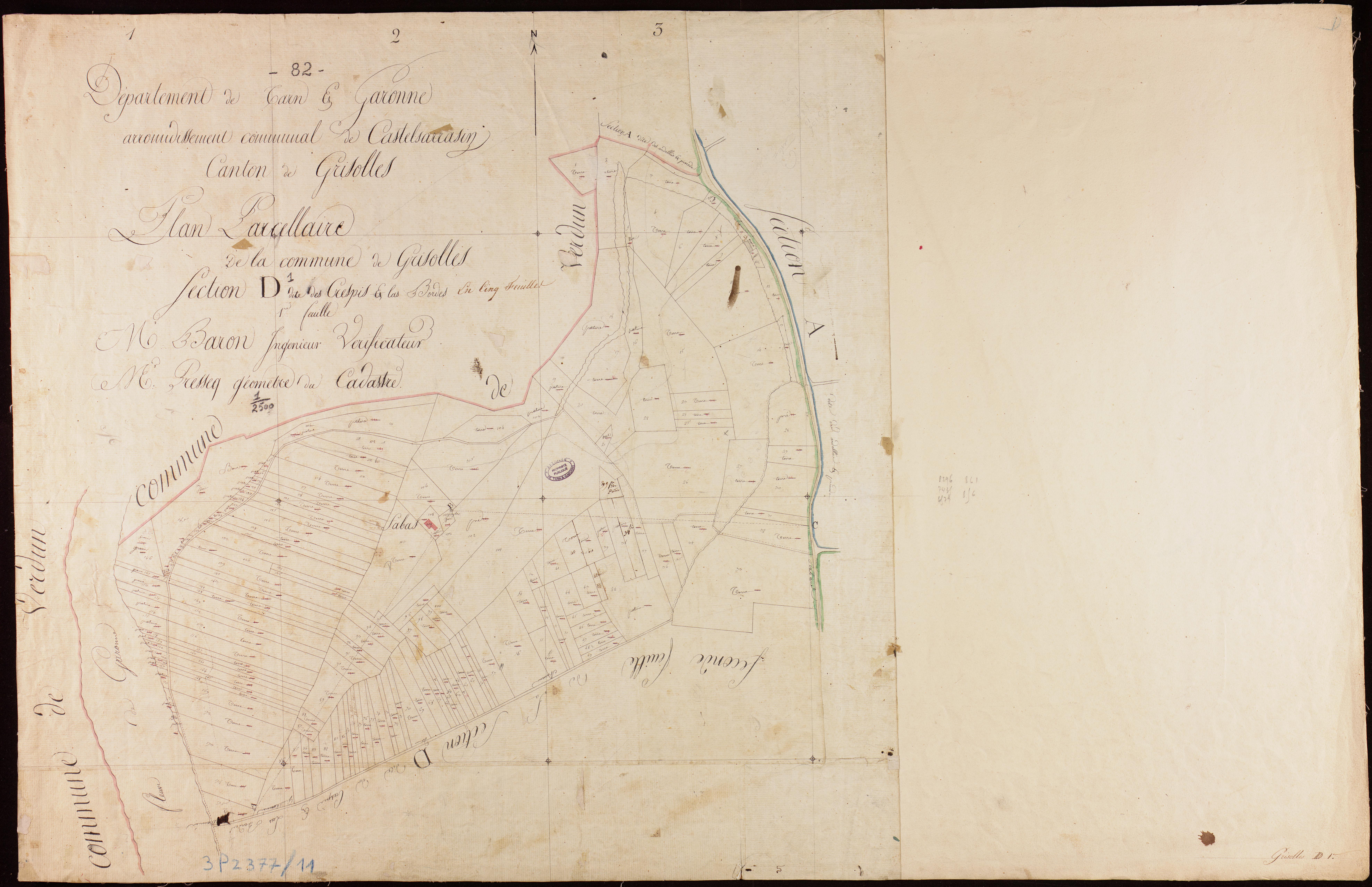 Grisolles - Section D - Les Crespis et las Bordes, 1ère feuille