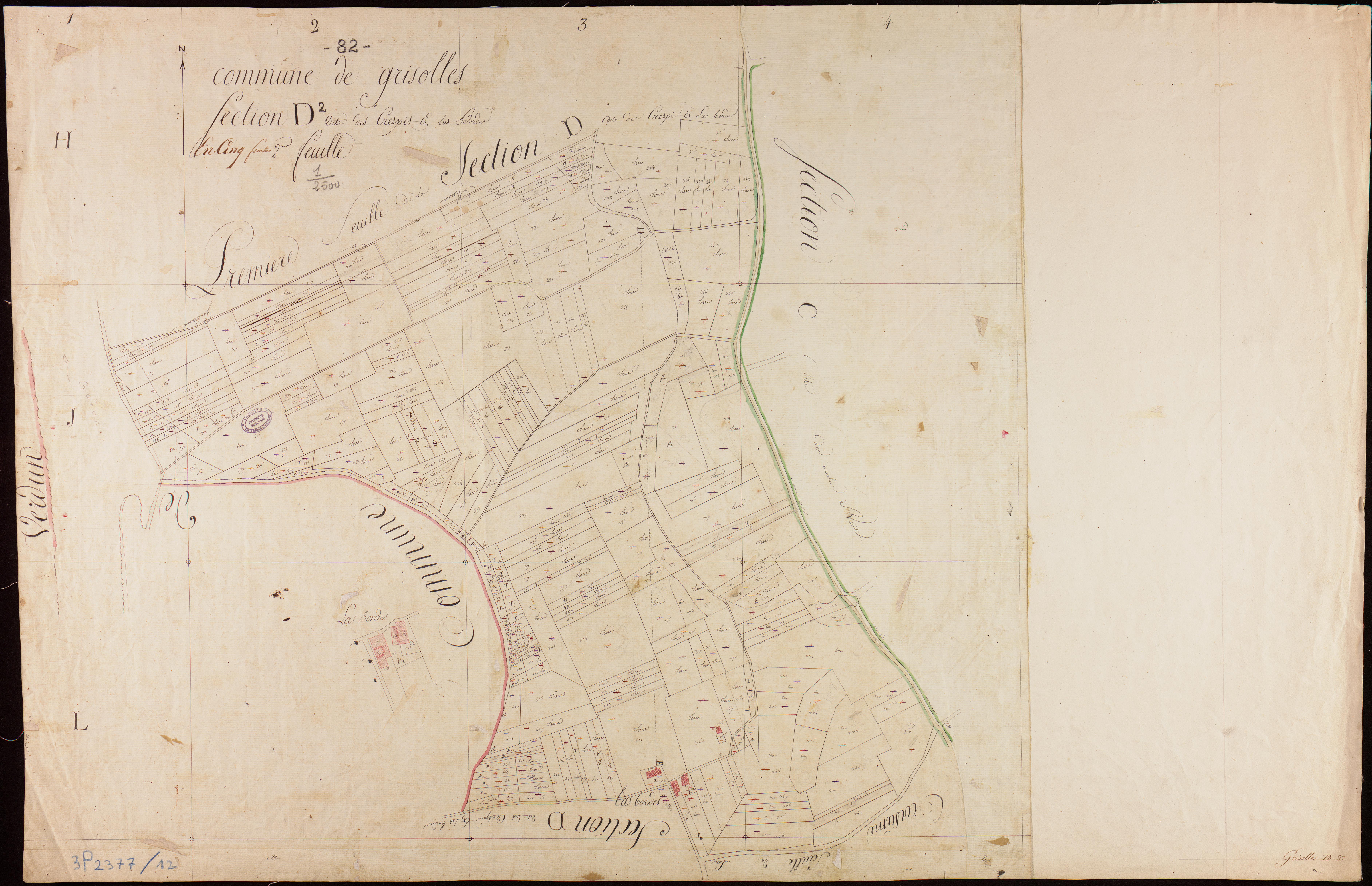 Grisolles - Section D - Les Crespis et las Bordes, 2e feuille