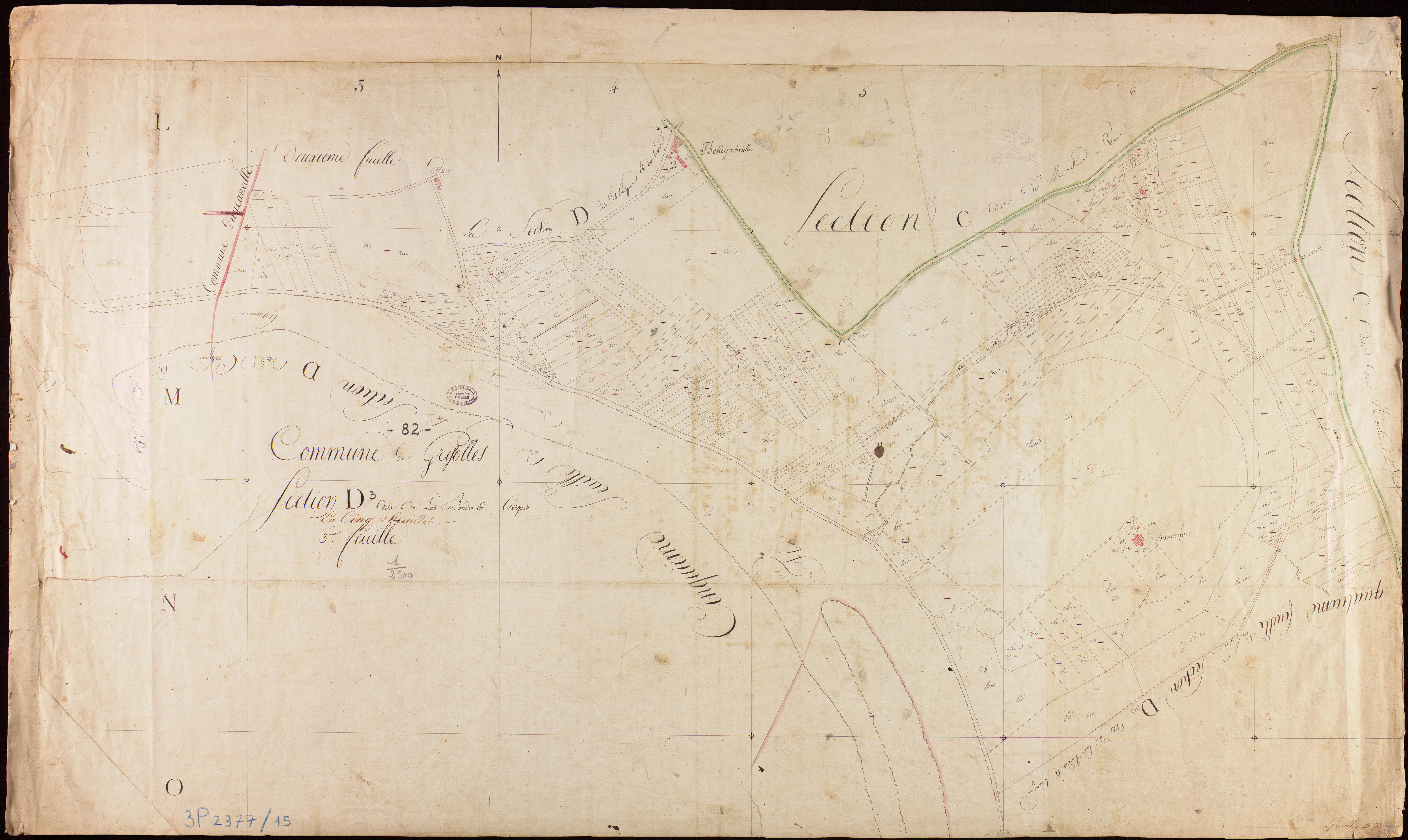Grisolles - Section D - Les Crespis et las Bordes, 3e feuille