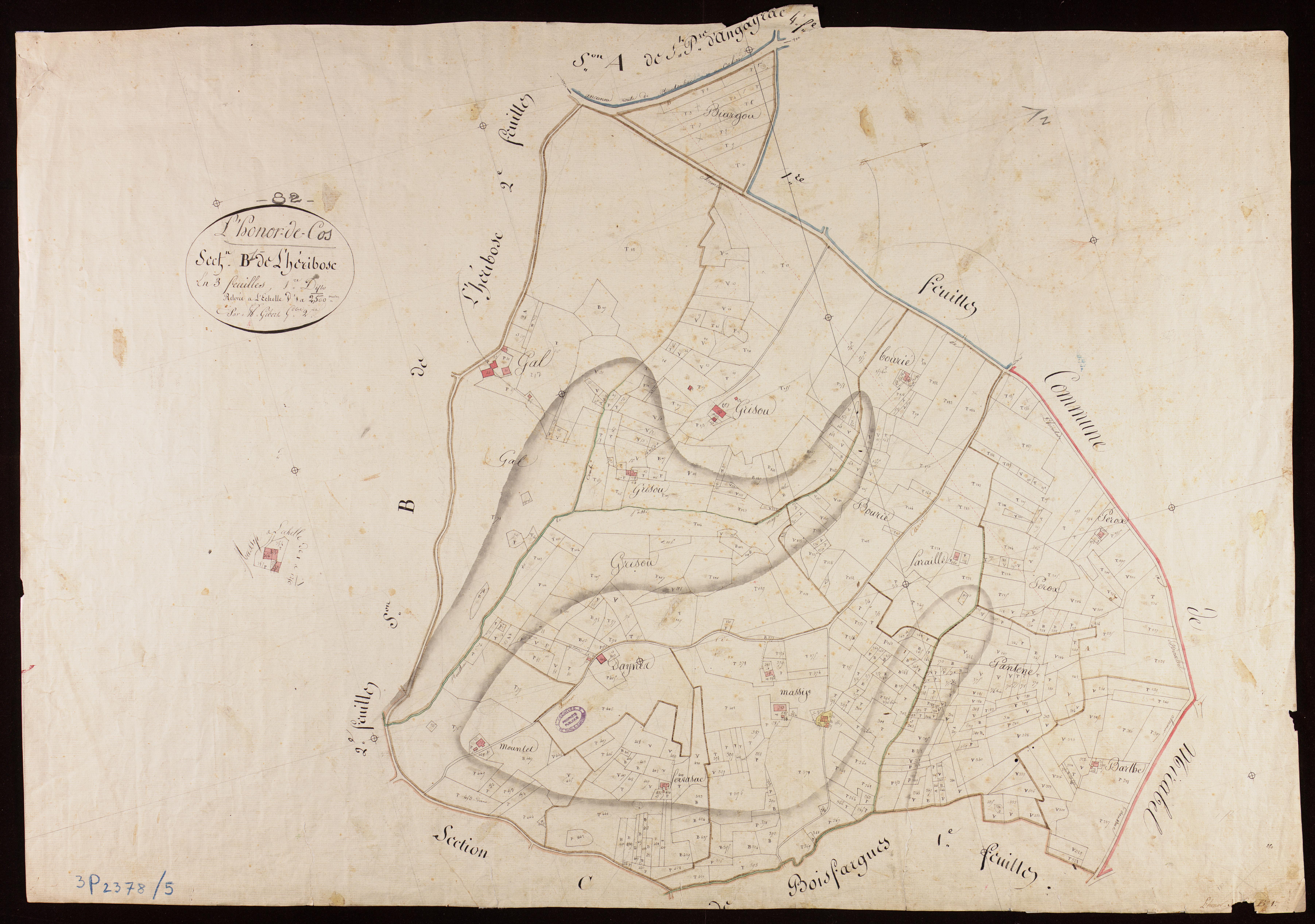 L'Honor-de-Cos - Section B - L'Héribosc, 1ère feuille