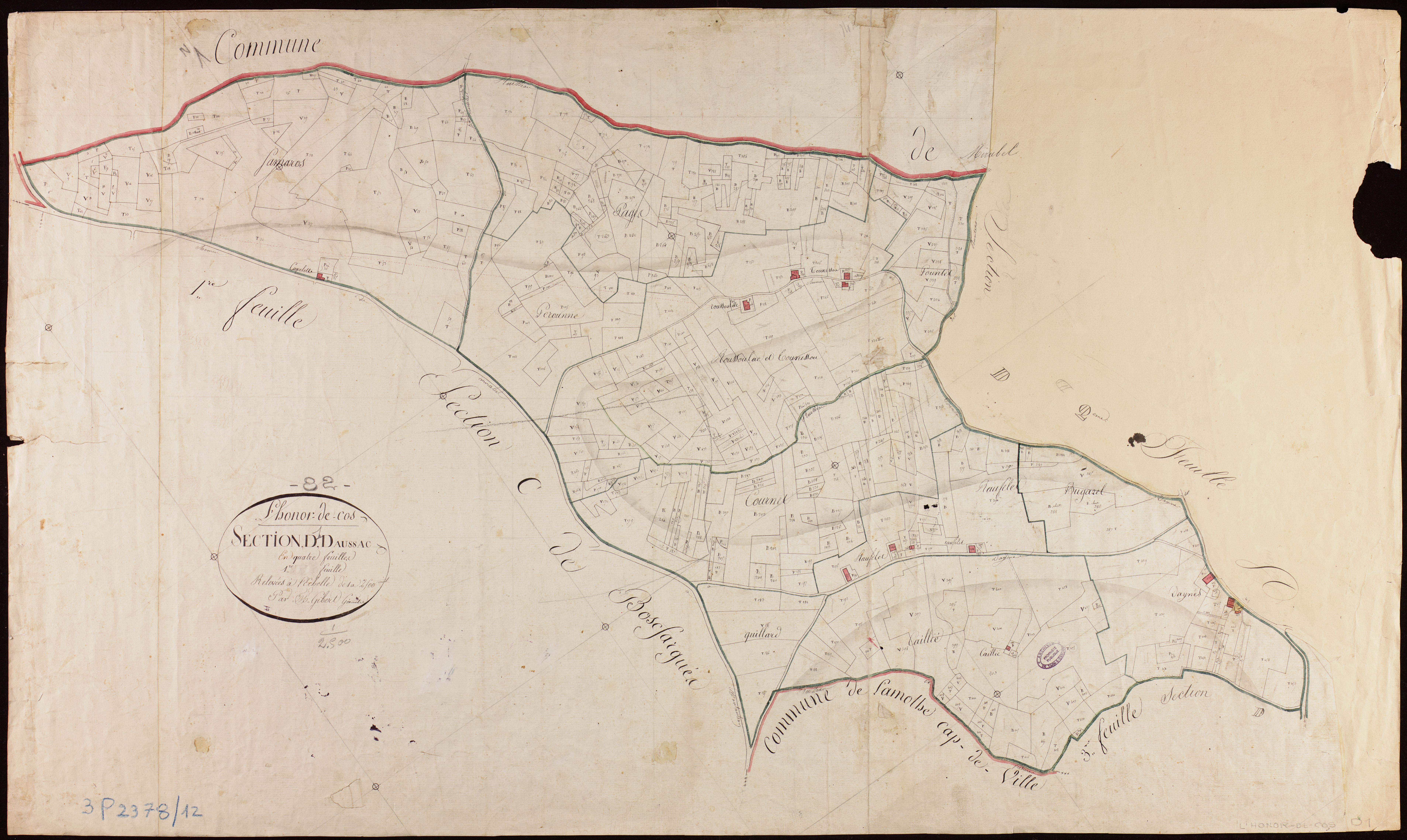 L'Honor-de-Cos - Section D - Aussac, 1ère feuille