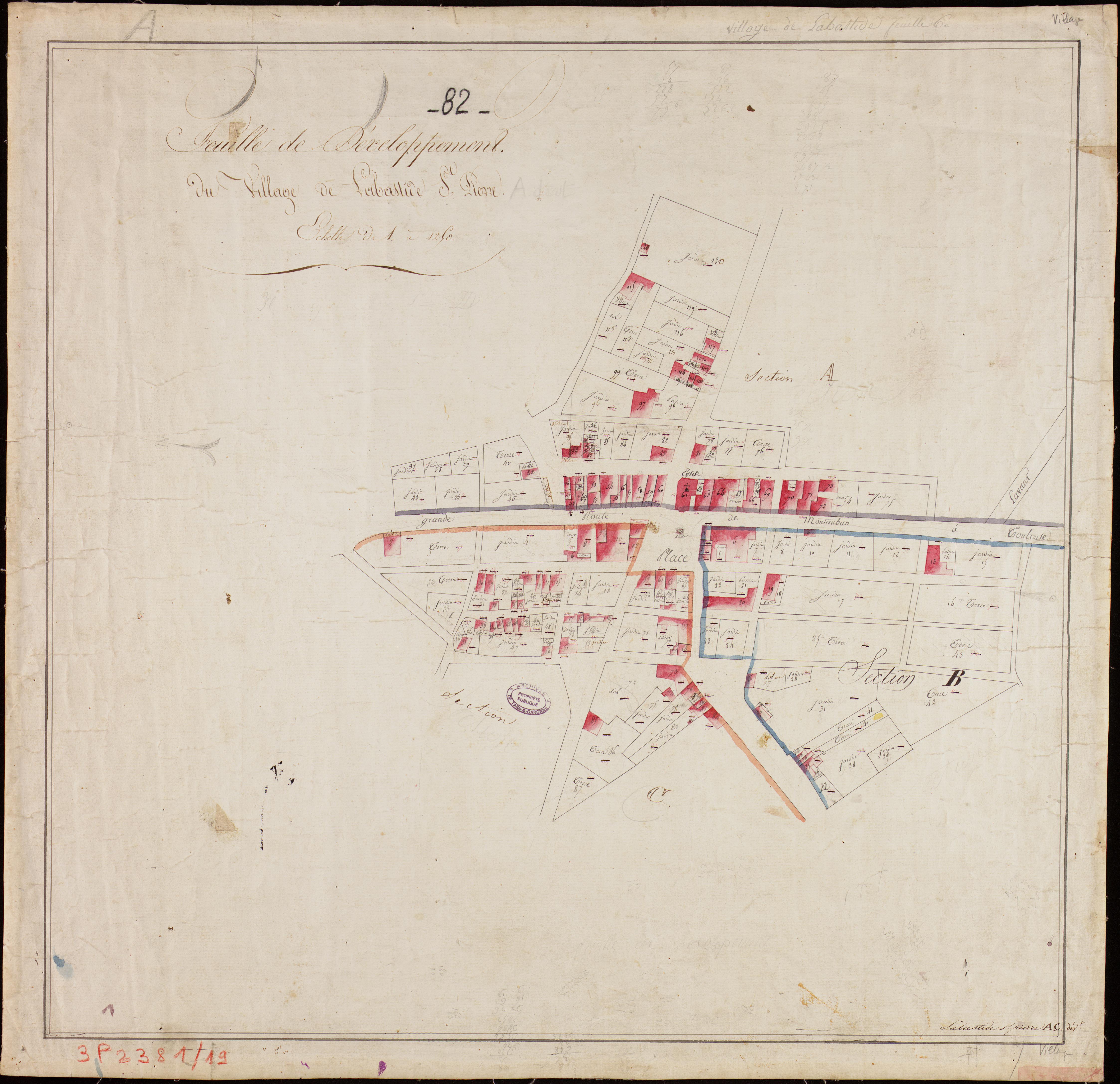 Labastide-Saint-Pierre - Sections A, B, C : développement du village