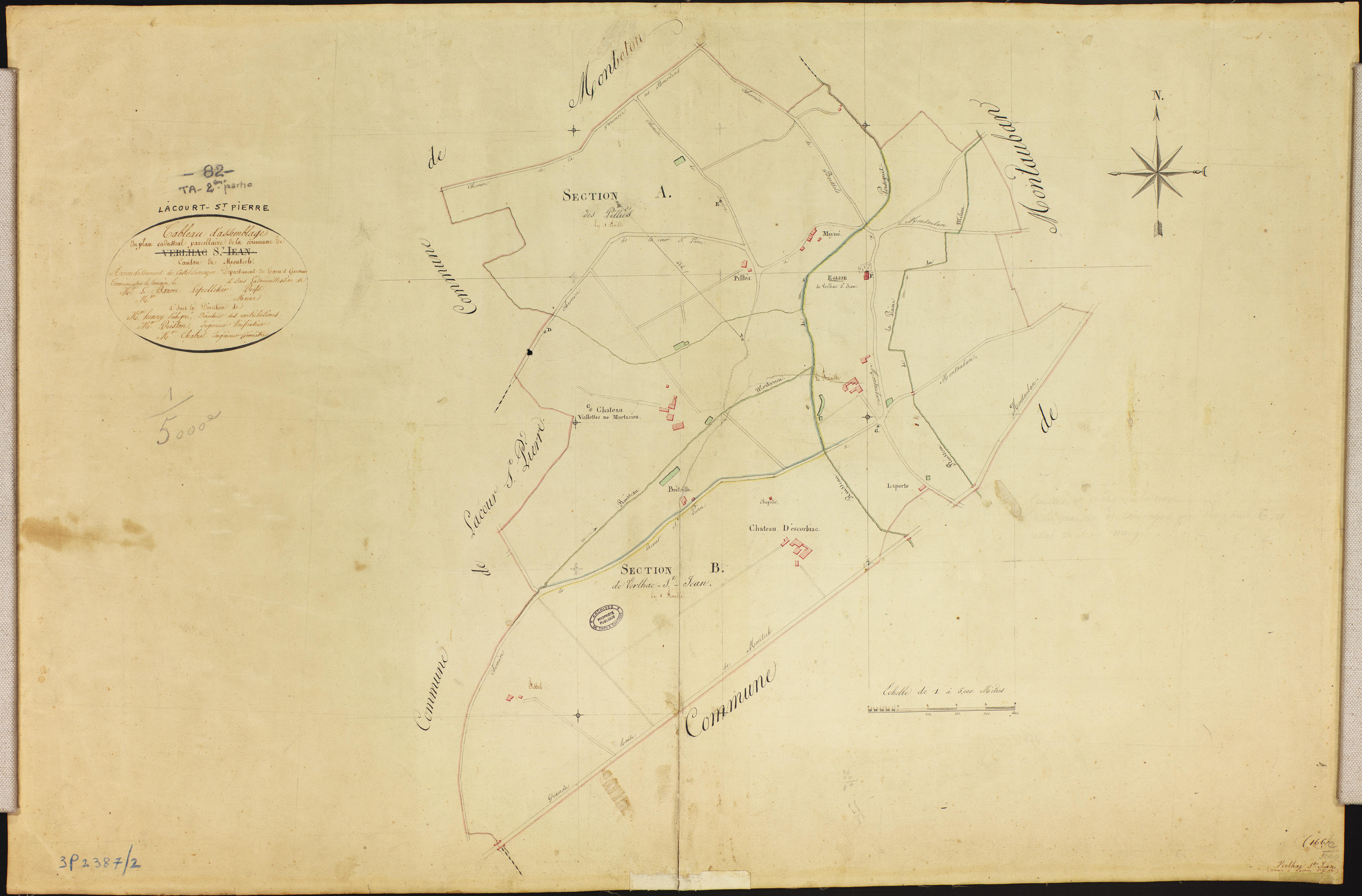 Lacourt-Saint-Pierre - Tableau d'assemblage, 2e feuille (1 / 5 000)