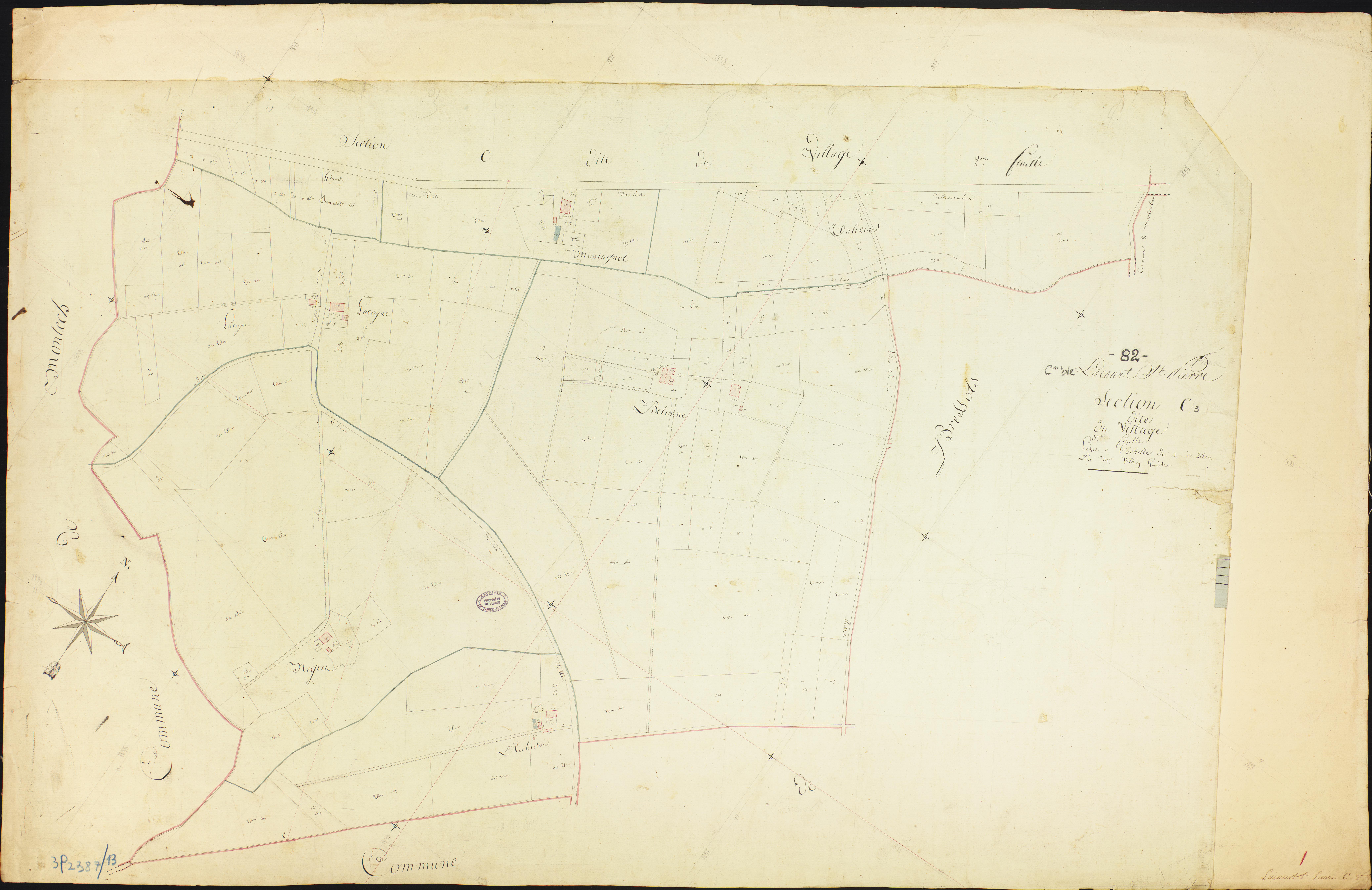 Lacourt-Saint-Pierre - Section C - Le Village, 3e feuille