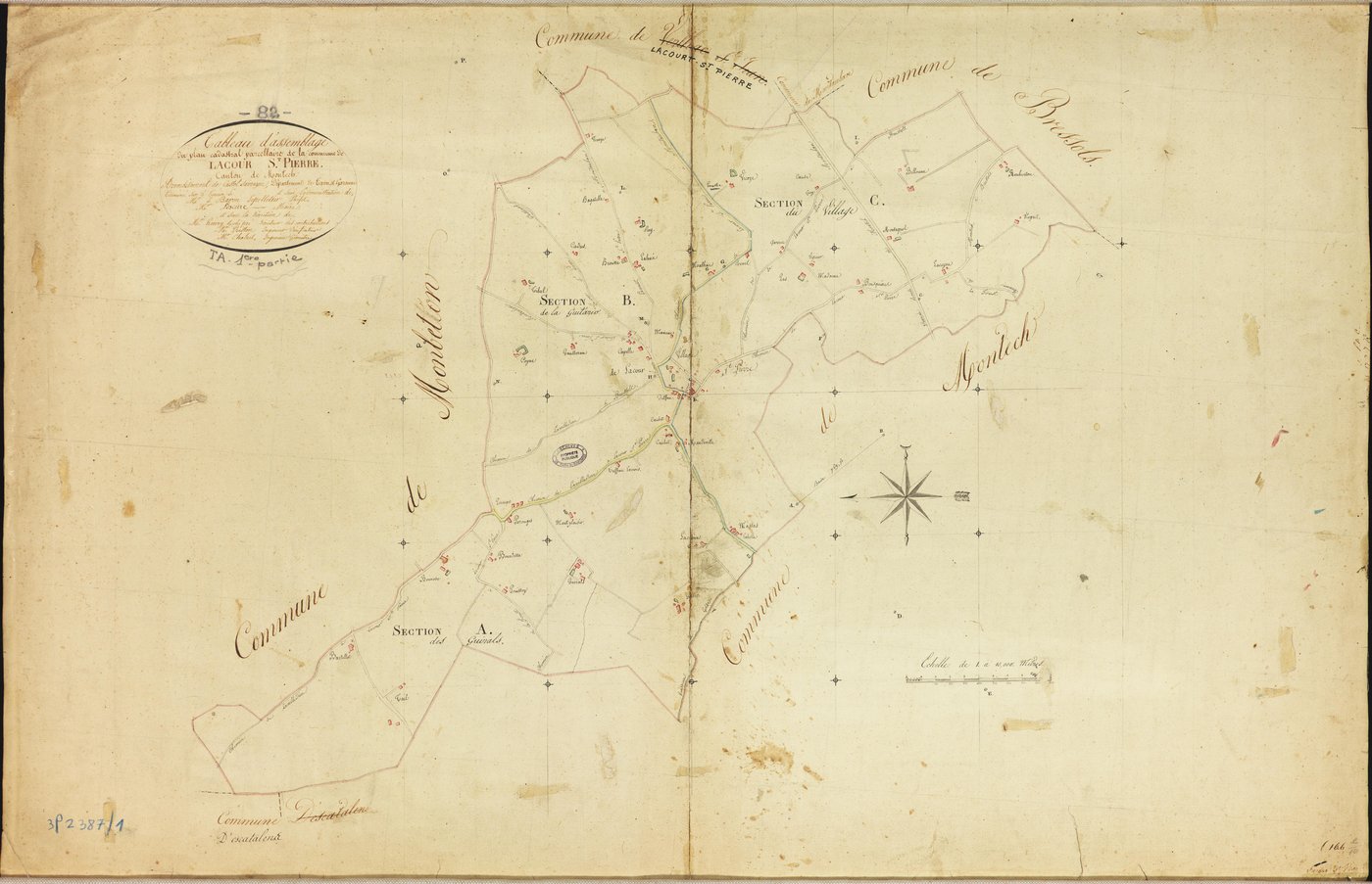 Lacourt-Saint-Pierre - Tableau d'assemblage, 1ère feuille