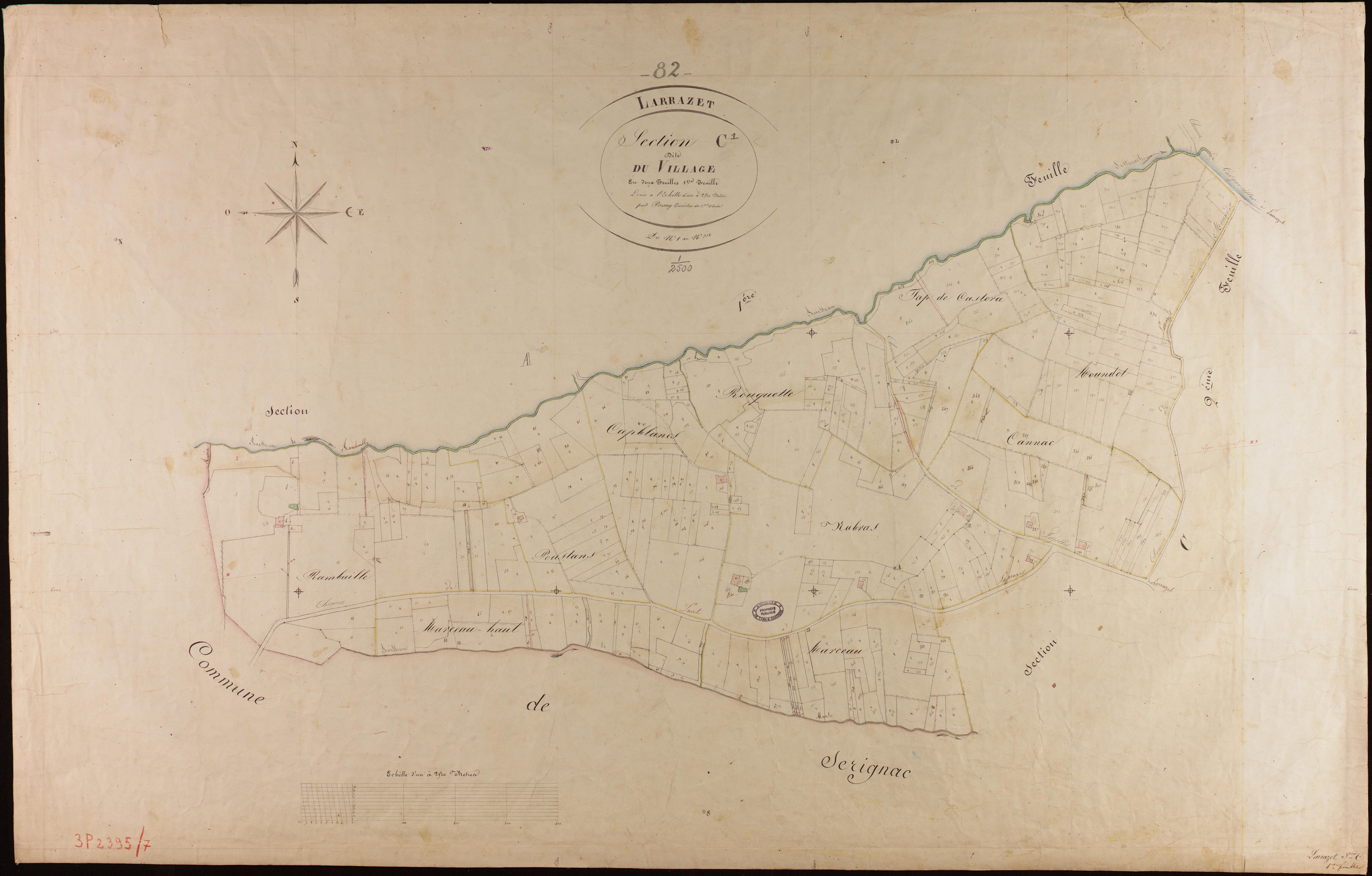 Larrazet - Section C - Le Village, 1ère feuille