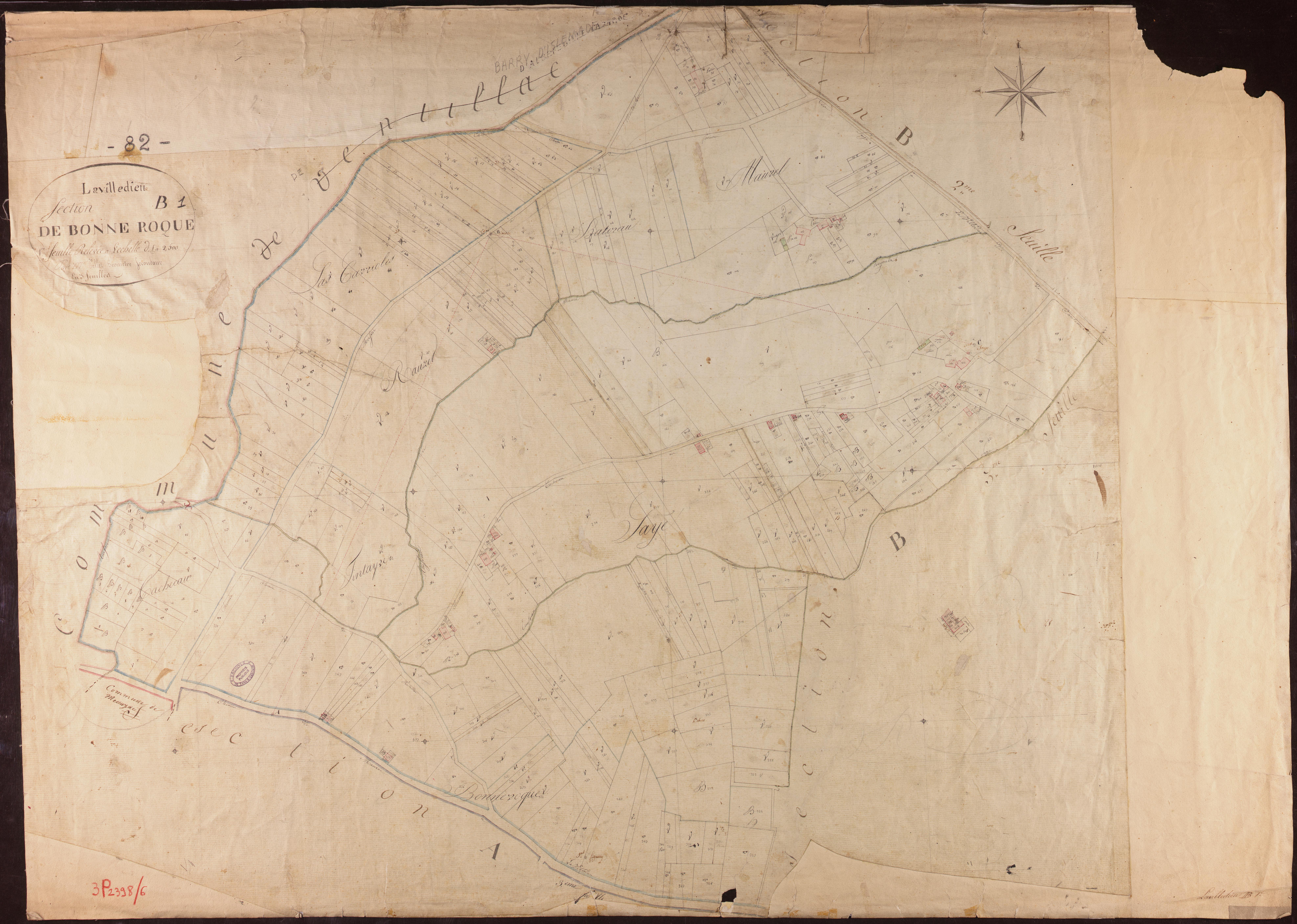 La Ville-Dieu-du-Temple - Section B - Bonneroque, 1ère feuille