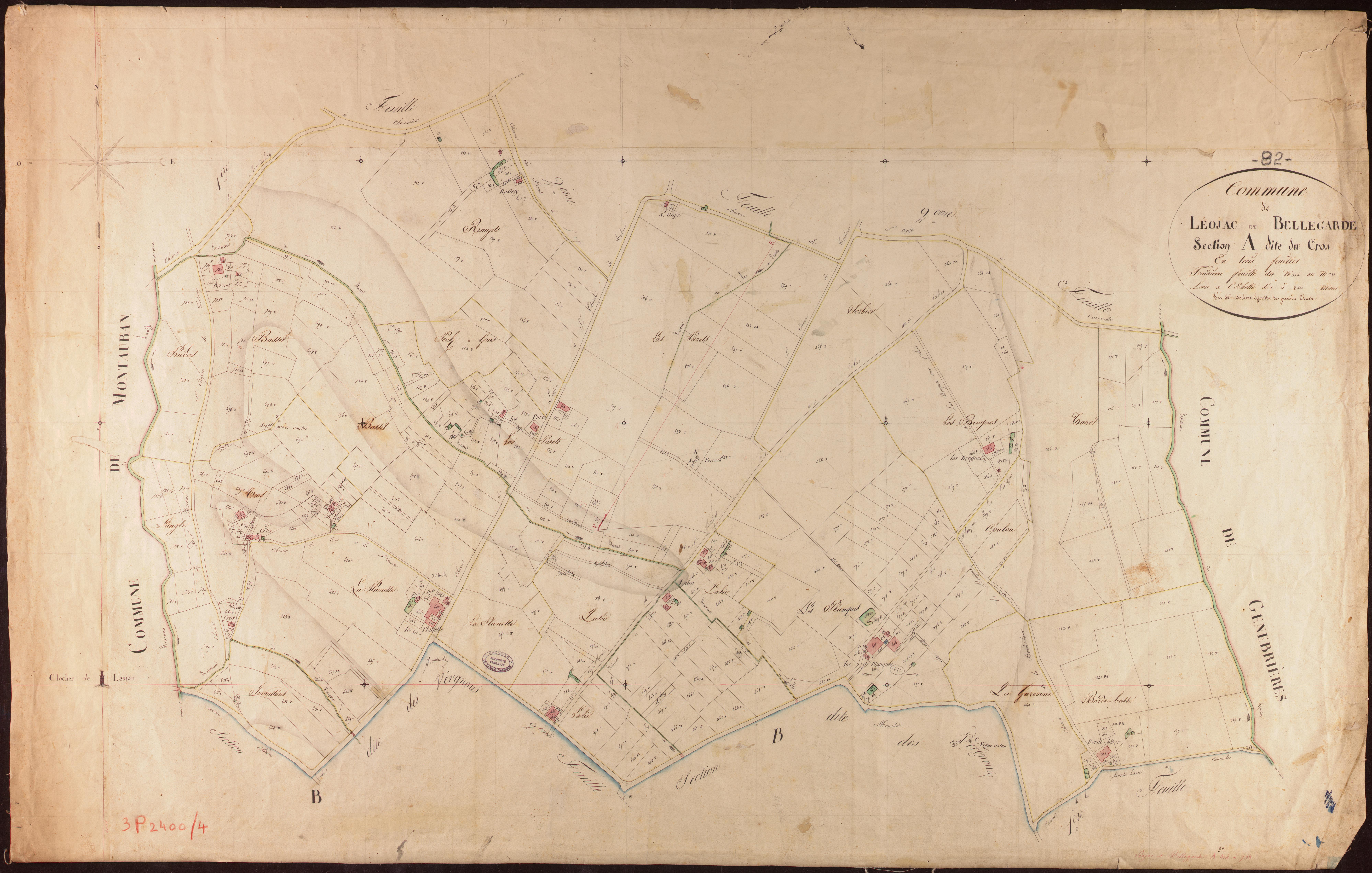 Léojac - Section A - Le Cros, 3e feuille