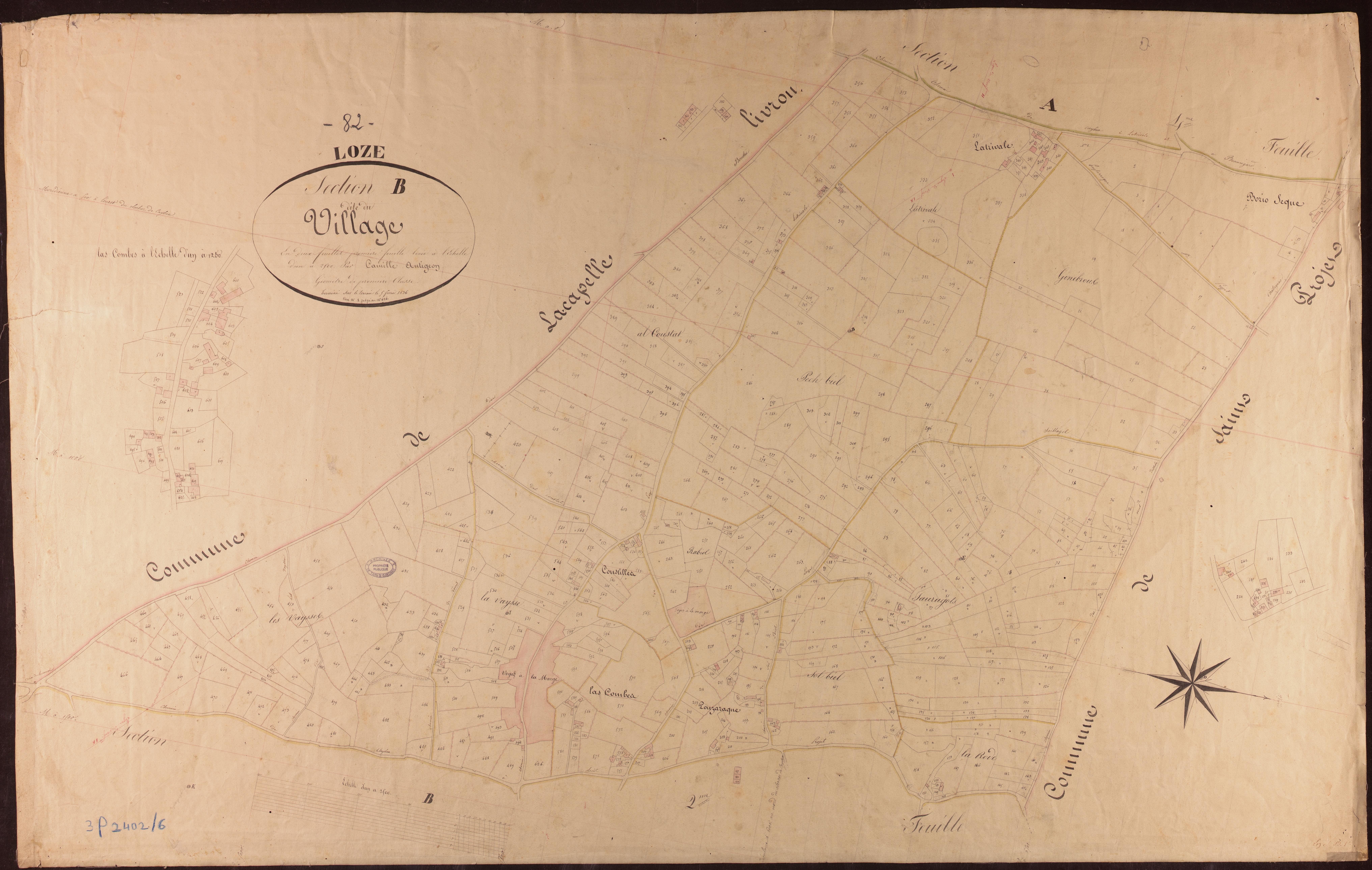Loze - Section B - Le Village, 1ère feuille