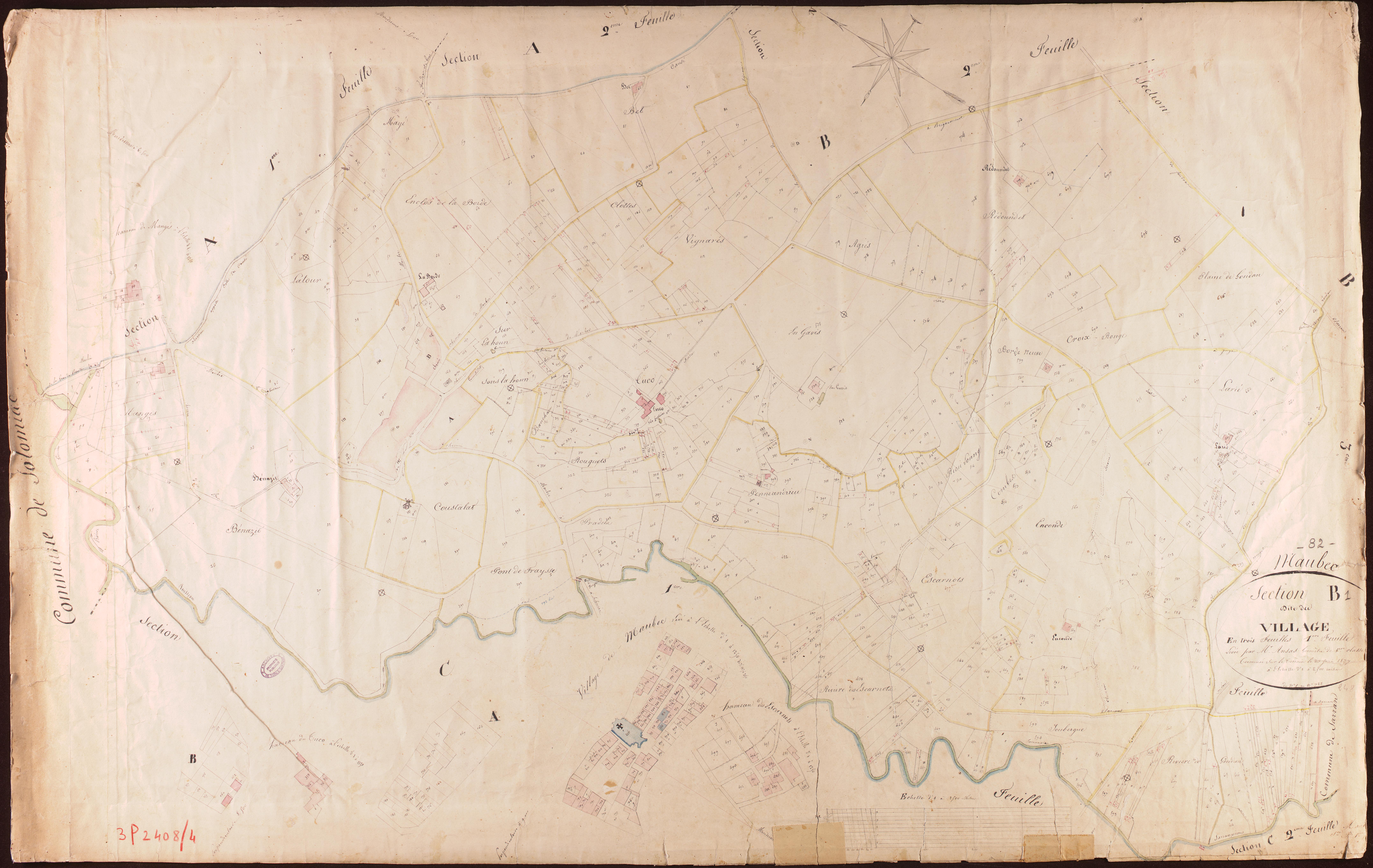 Maubec - Section B - Le Village, 1ère feuille