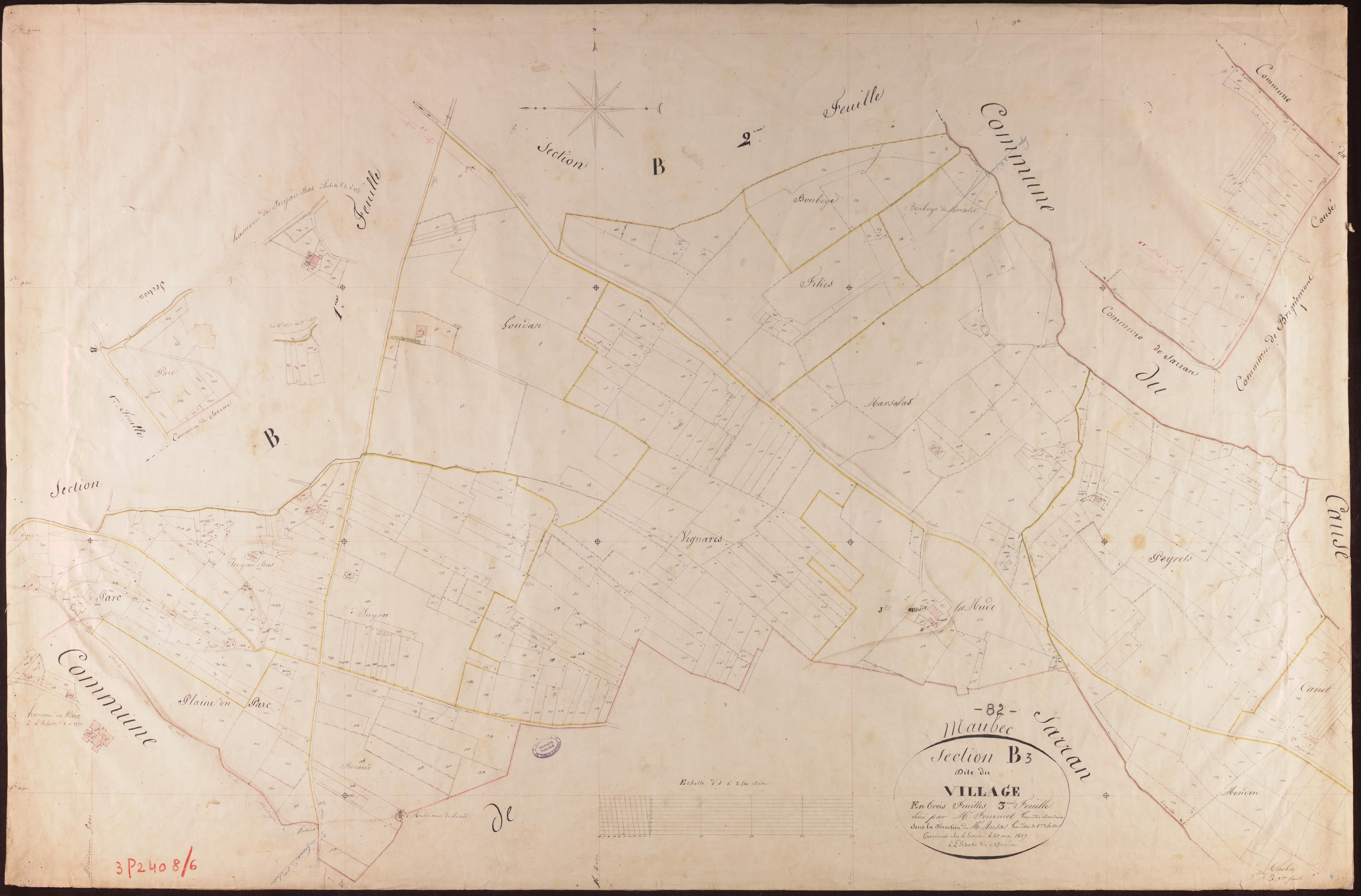 Maubec - Section B - Le Village, 3e feuille