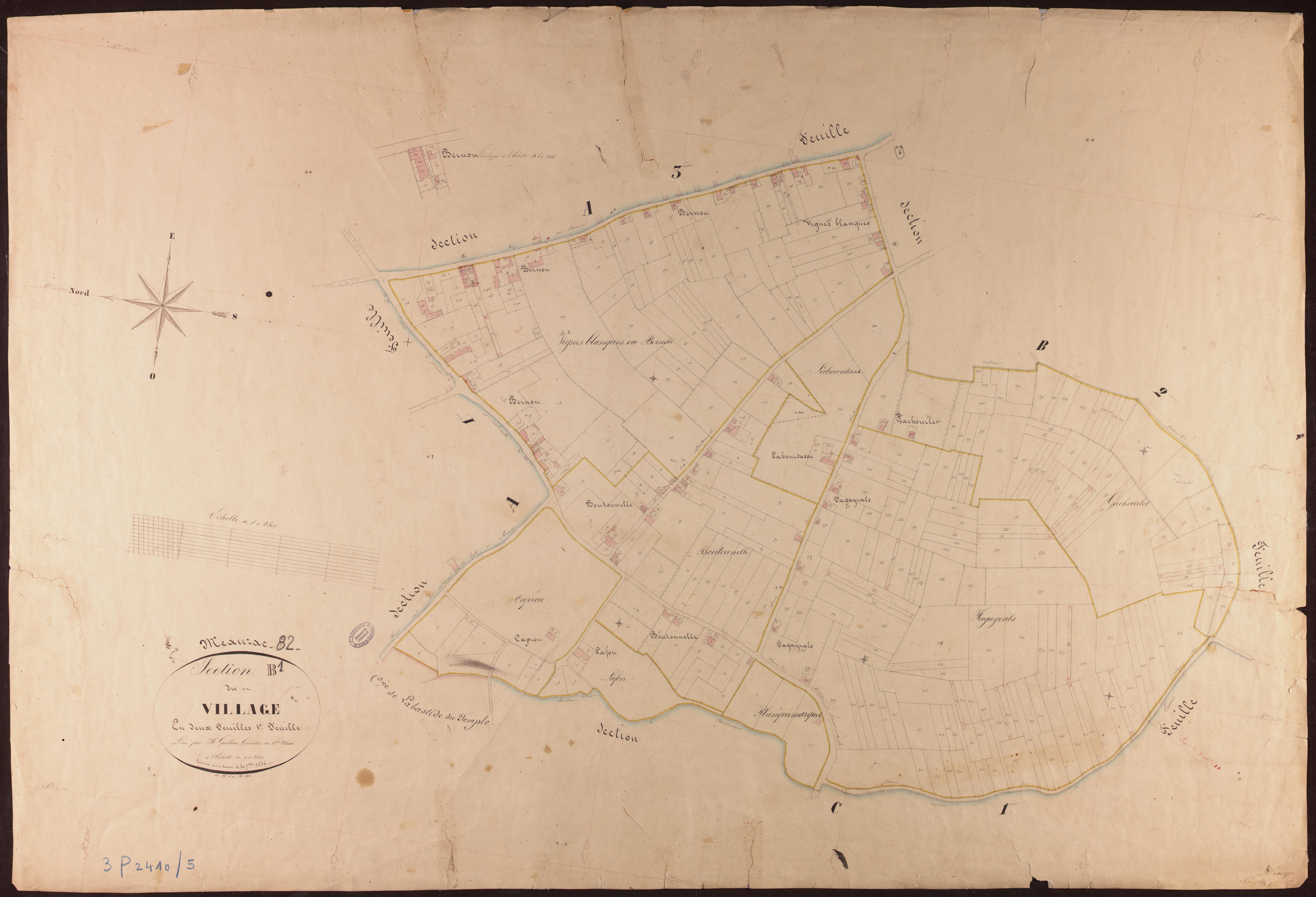 Meauzac - Section B - Le Village, 1ère feuille