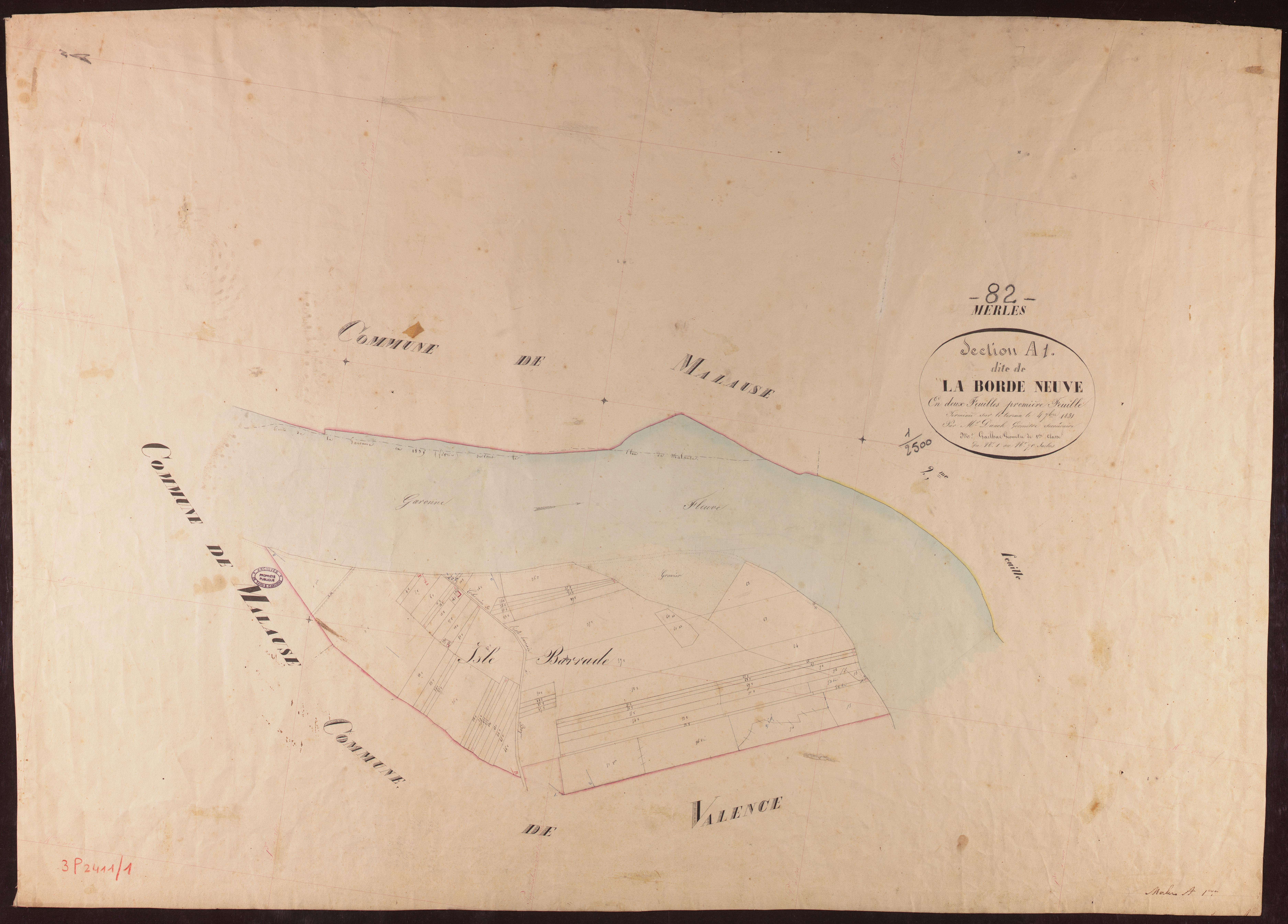 Merles - Section A - La Borde Neuve, 1ère feuille