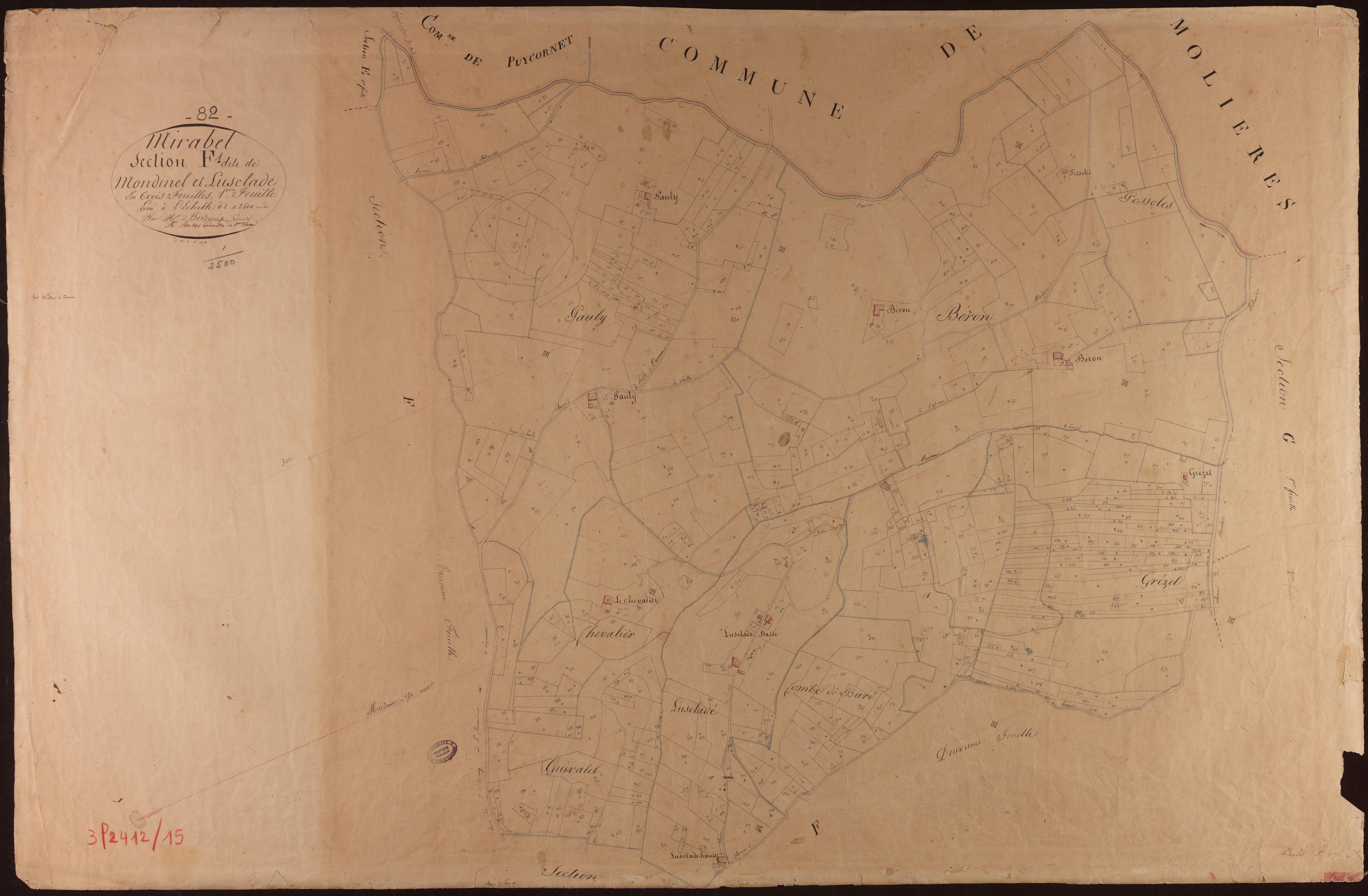 Mirabel - Section F - Mondinel et Lusclade, 1ère feuille