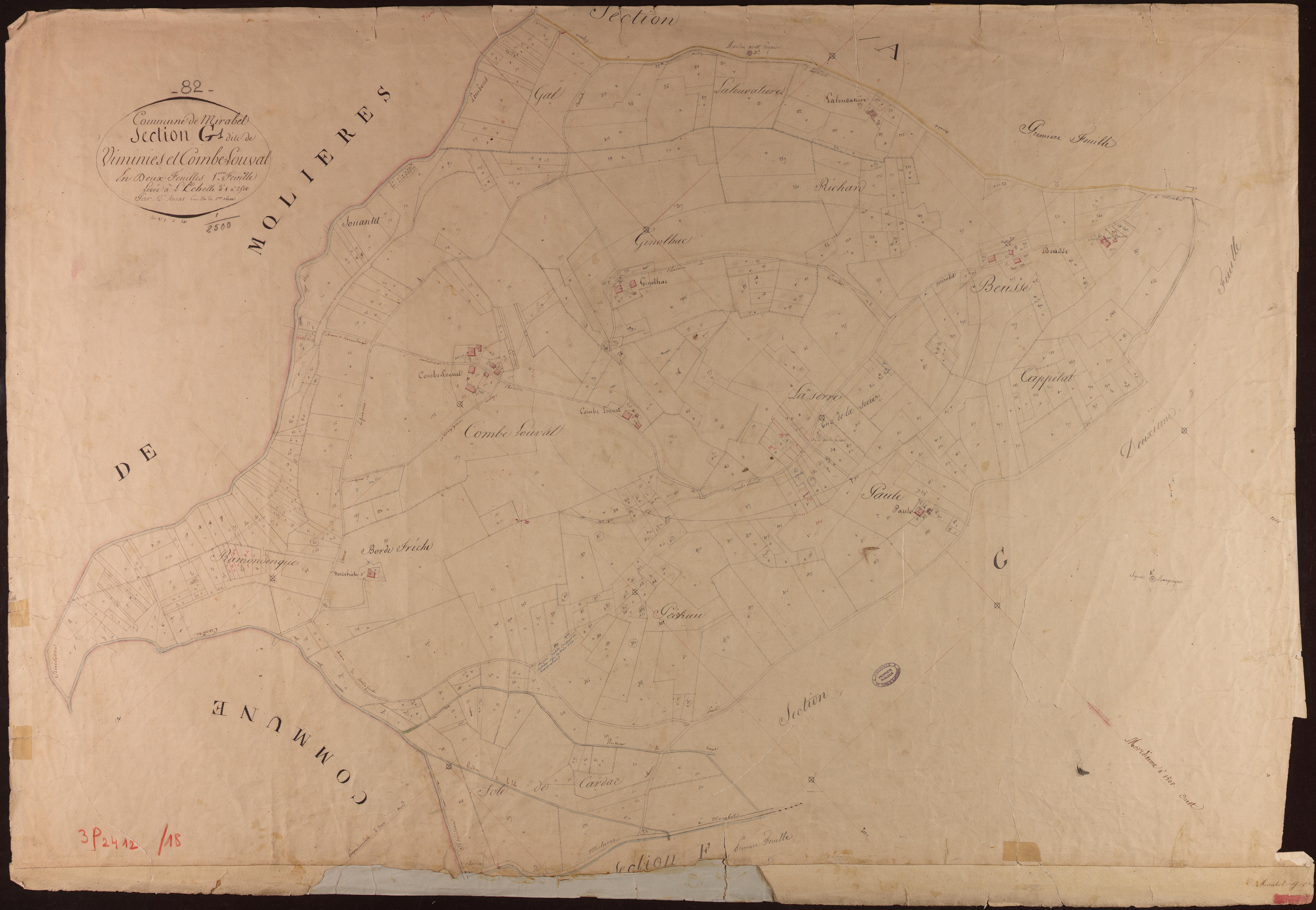 Mirabel - Section G - Viminiès et Combe-Louval, 1ère feuille