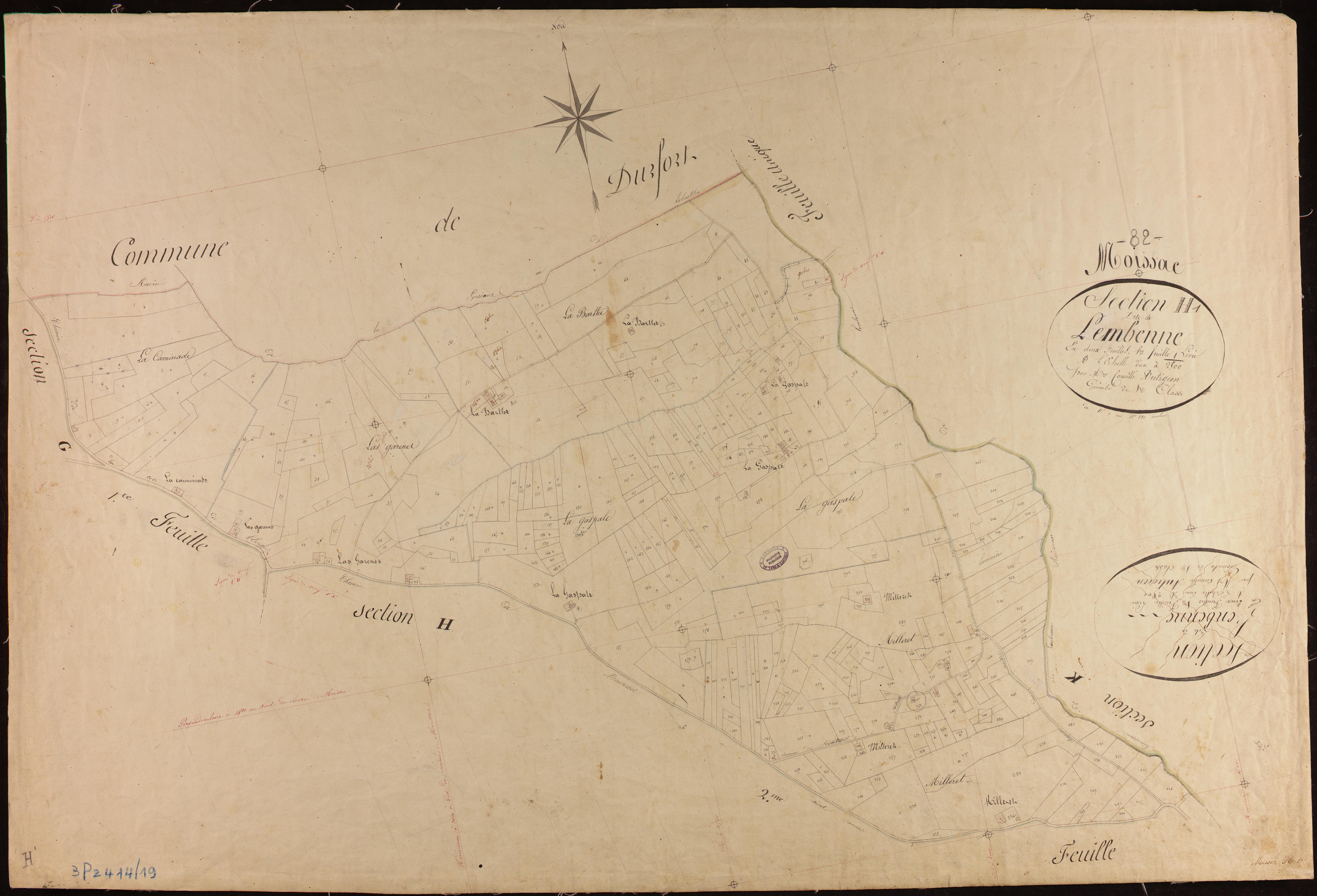 Moissac - Section H - Lembenne, 1ère feuille