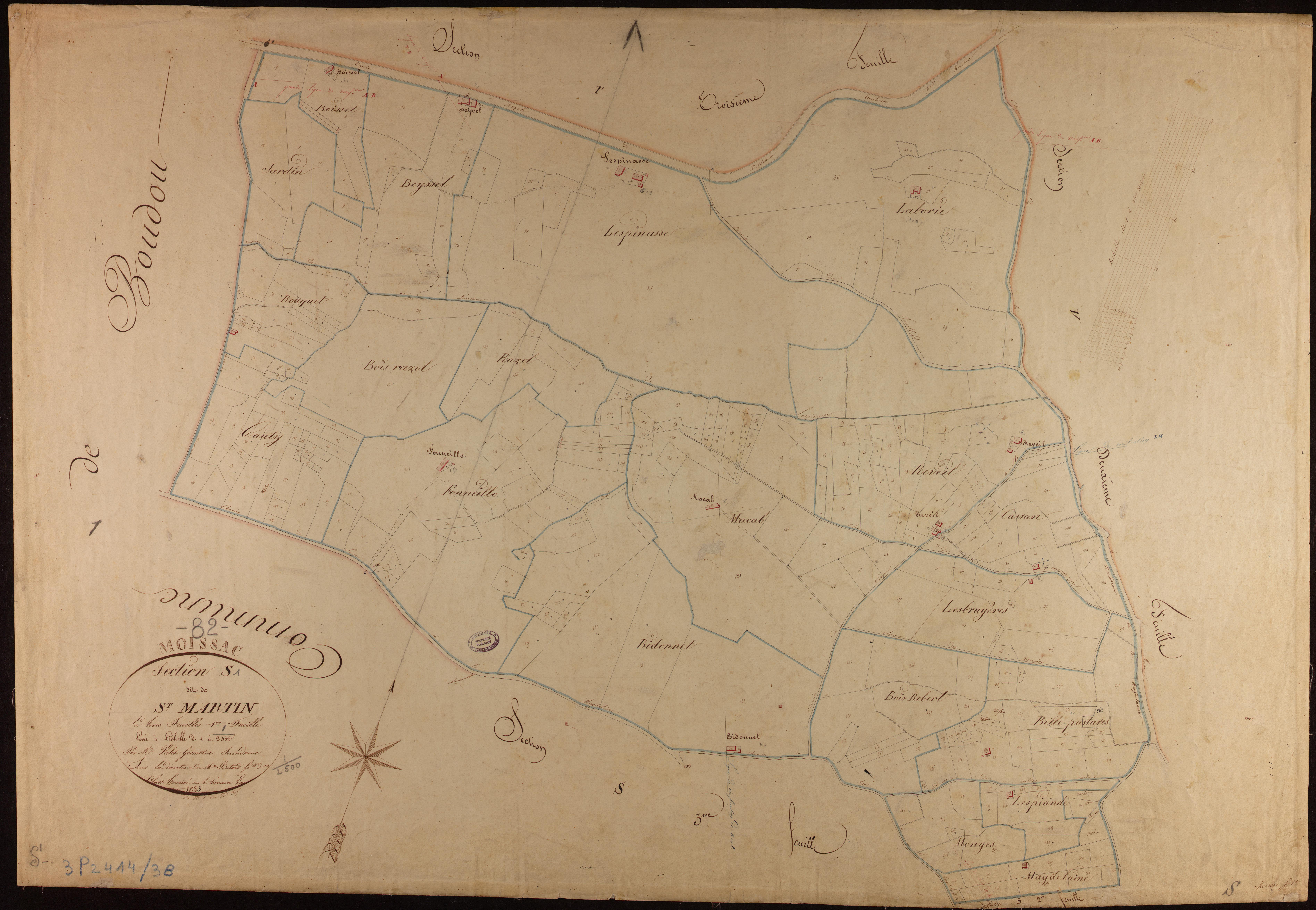 Moissac - Section S - Saint-Martin, 1ère feuille