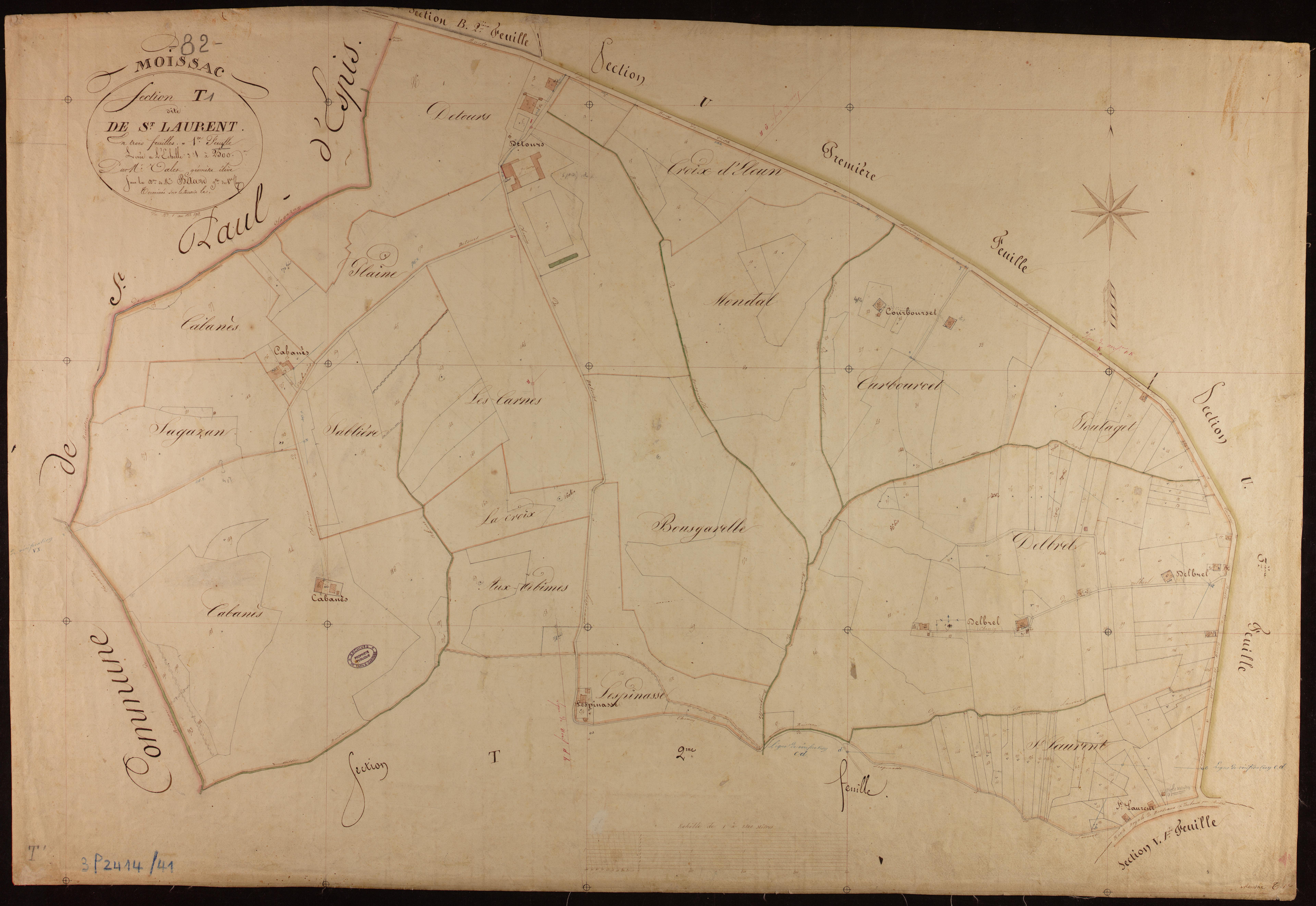 Moissac - Section T - Saint-Laurent, 1ère feuille