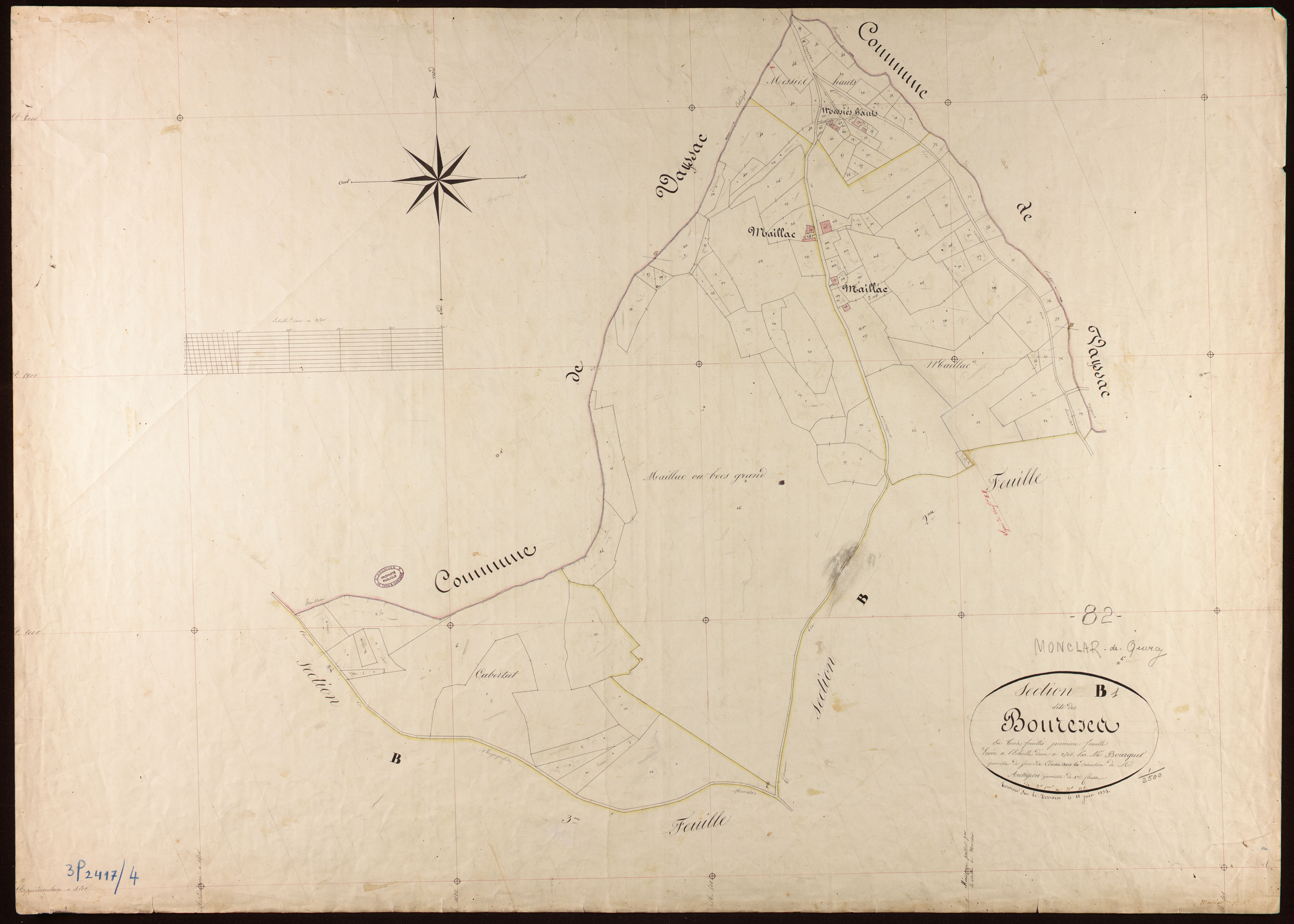 Monclar-de-Quercy - Section B - Les Boureses, 1ère feuille