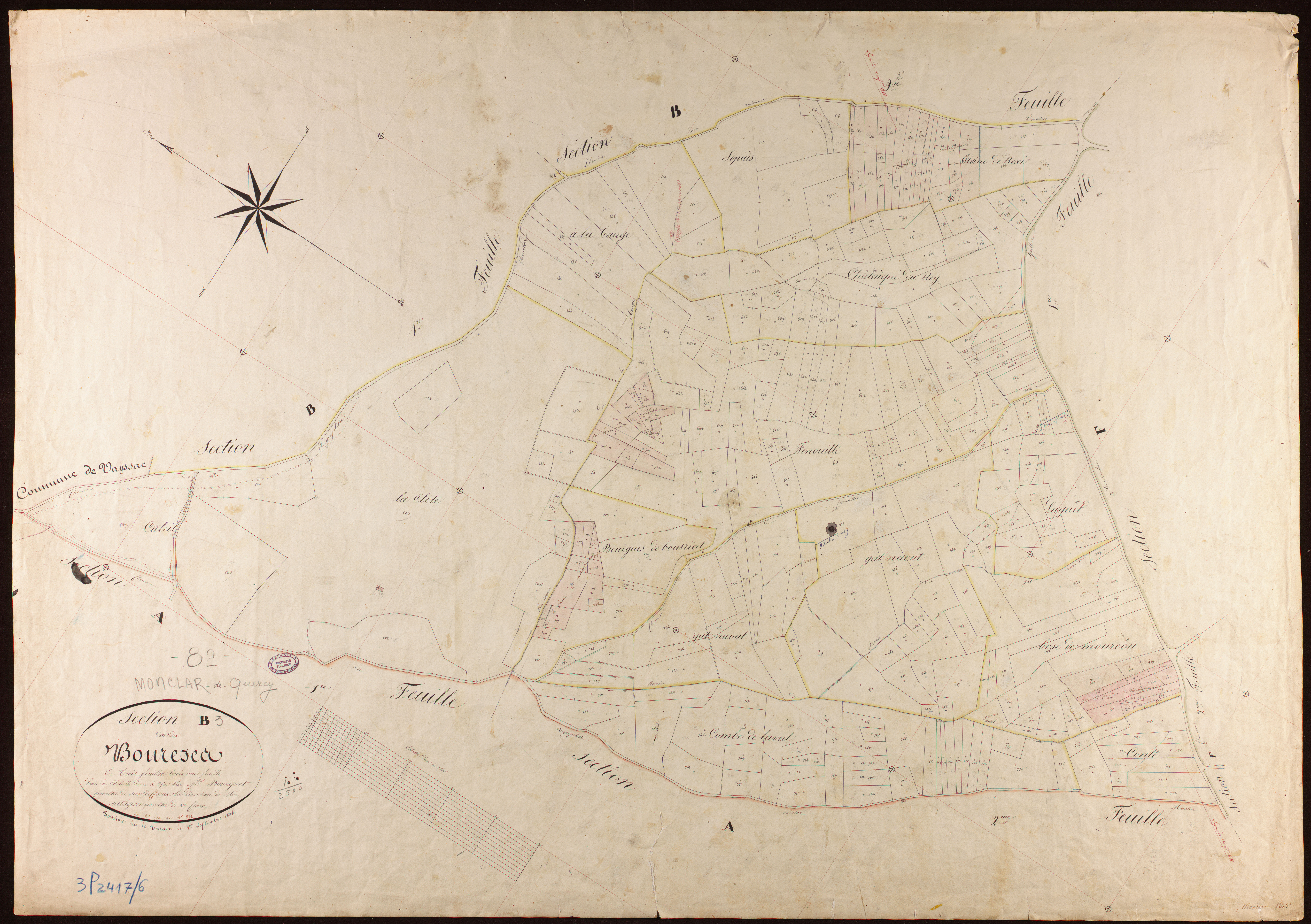 Monclar-de-Quercy - Section B - Les Boureses, 3e feuille