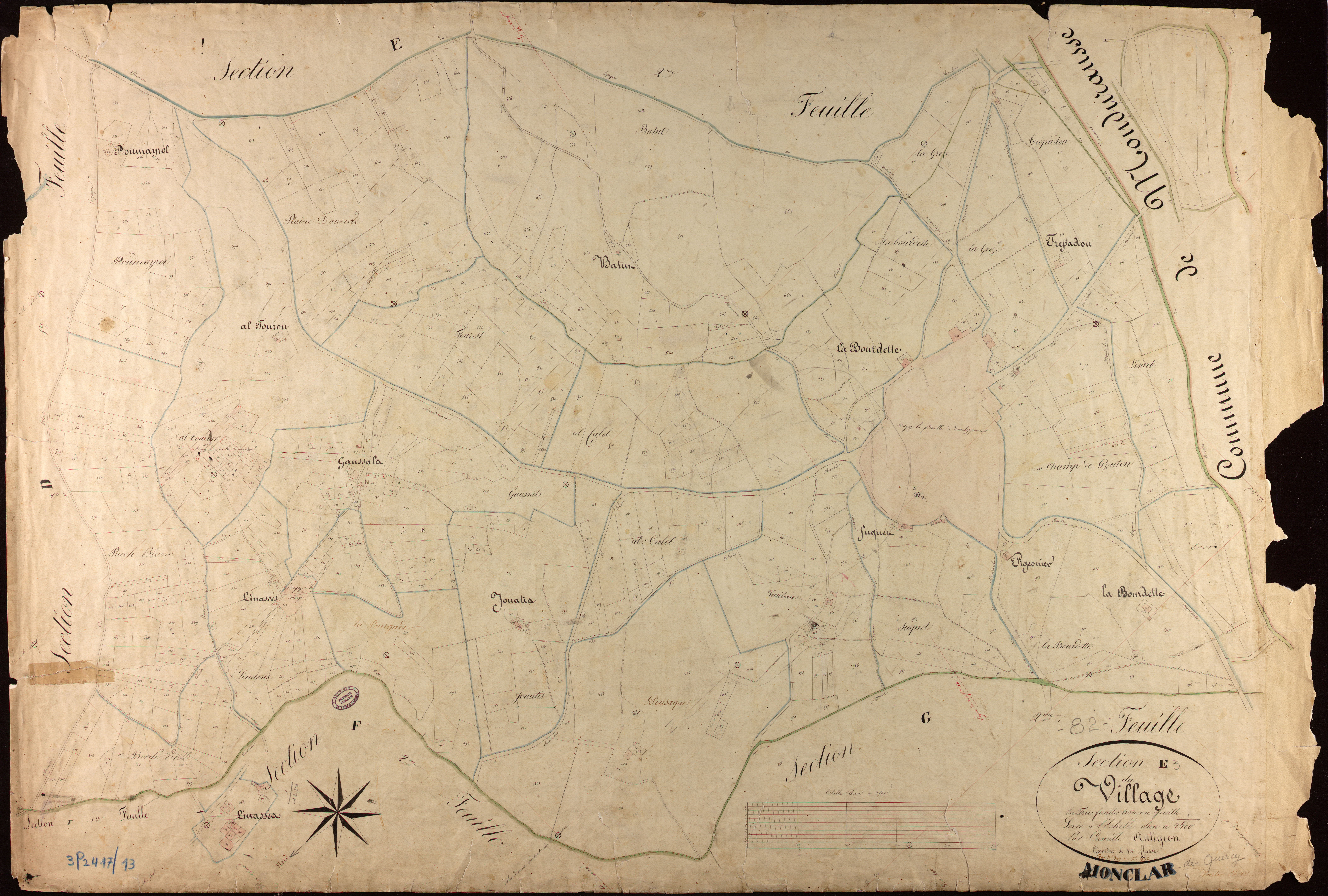 Monclar-de-Quercy - Section E - Le Village, 3e feuille