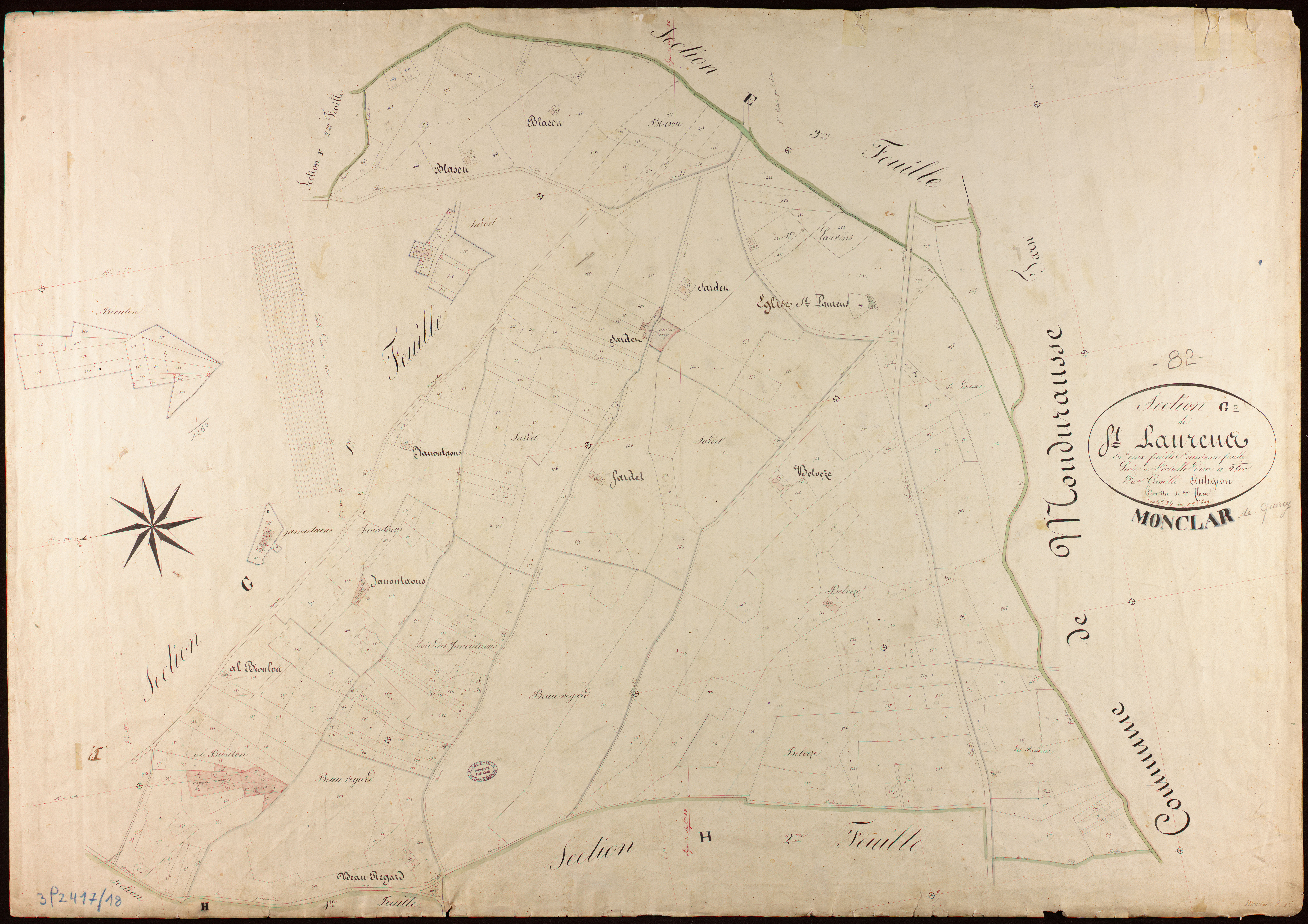 Monclar-de-Quercy - Section G - Saint-Laurent, 2e feuille
