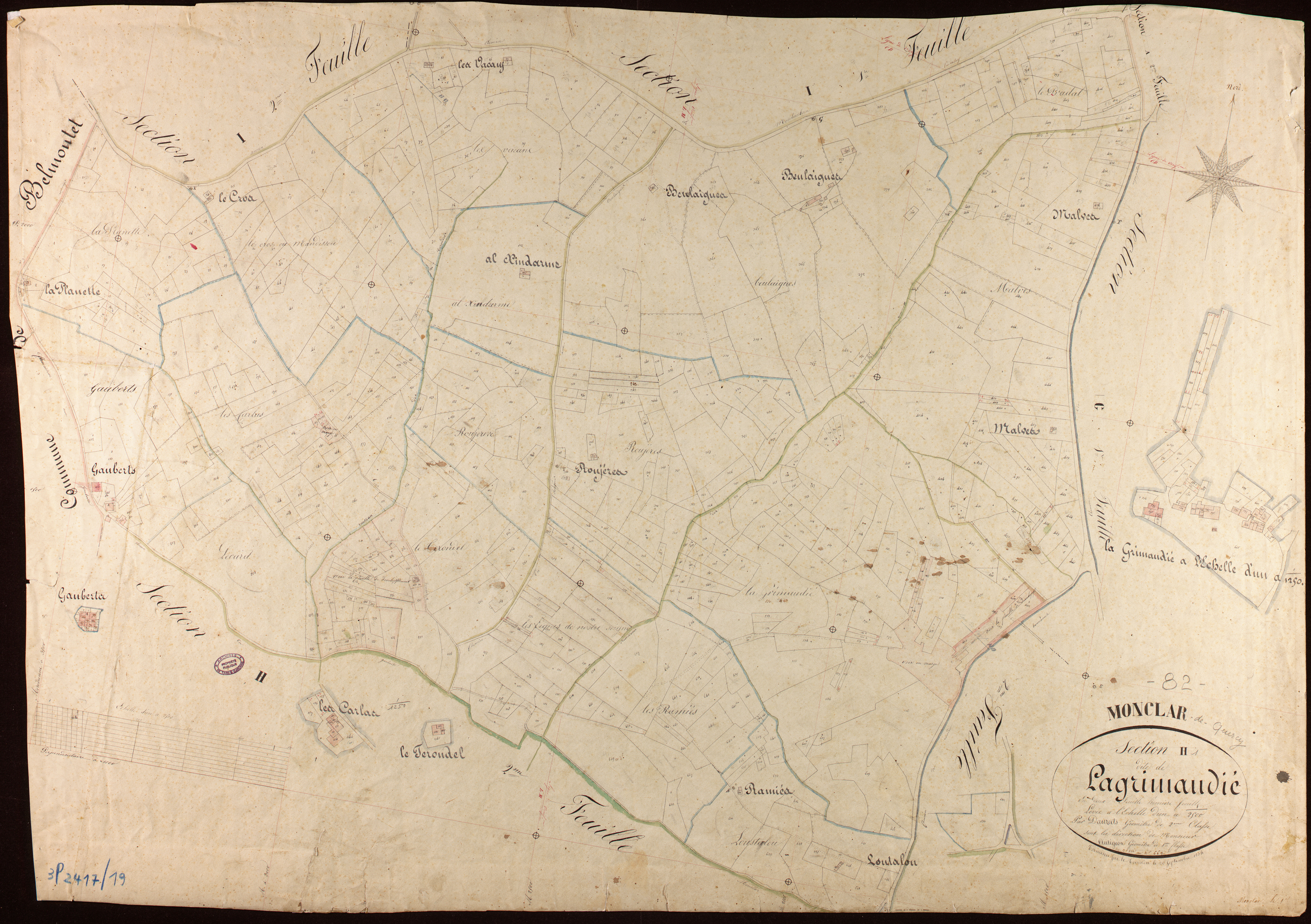 Monclar-de-Quercy - Section H - Lagrimaudié, 1ère feuille