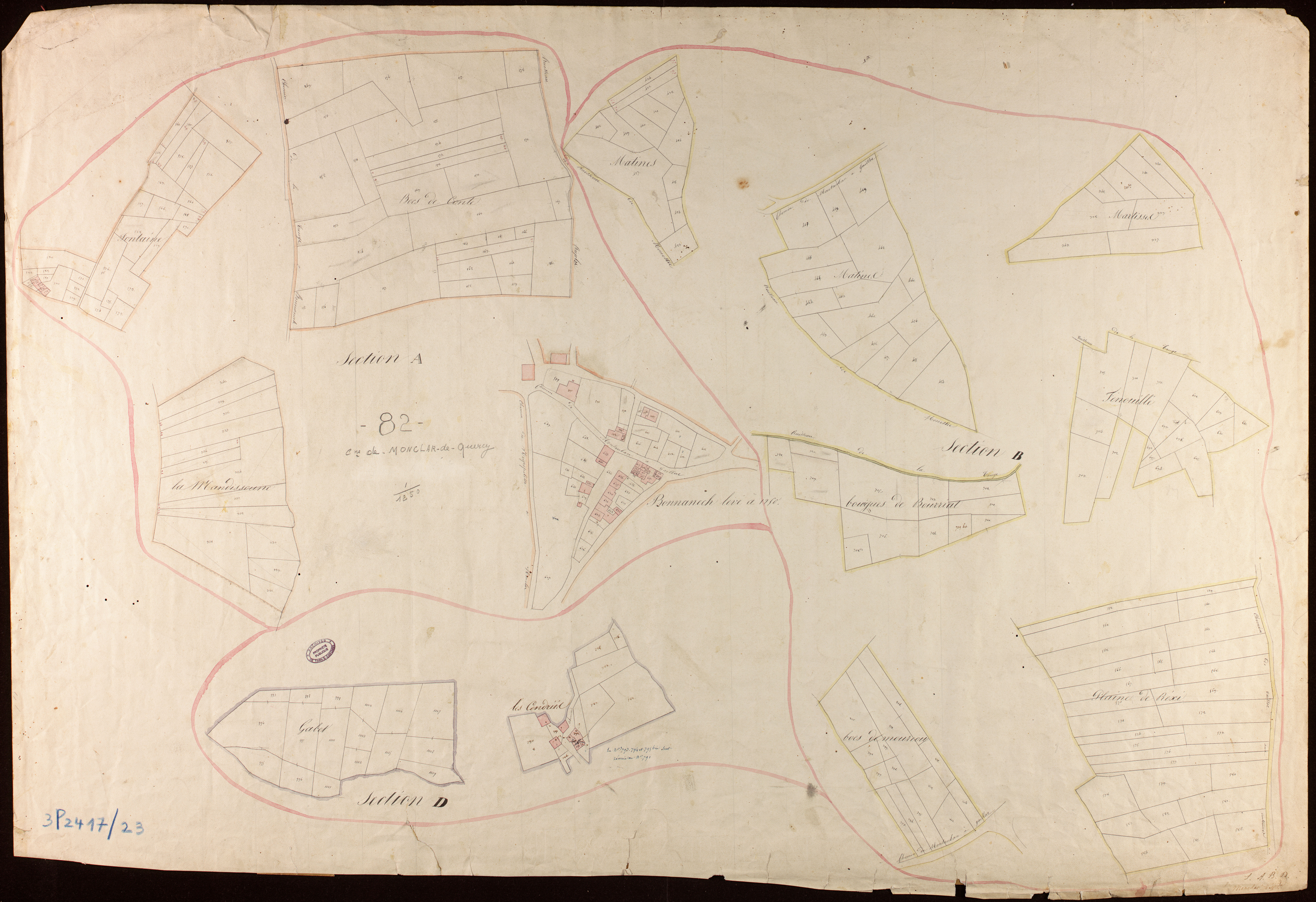 Monclar-de-Quercy - Sections A, B, D : développement
