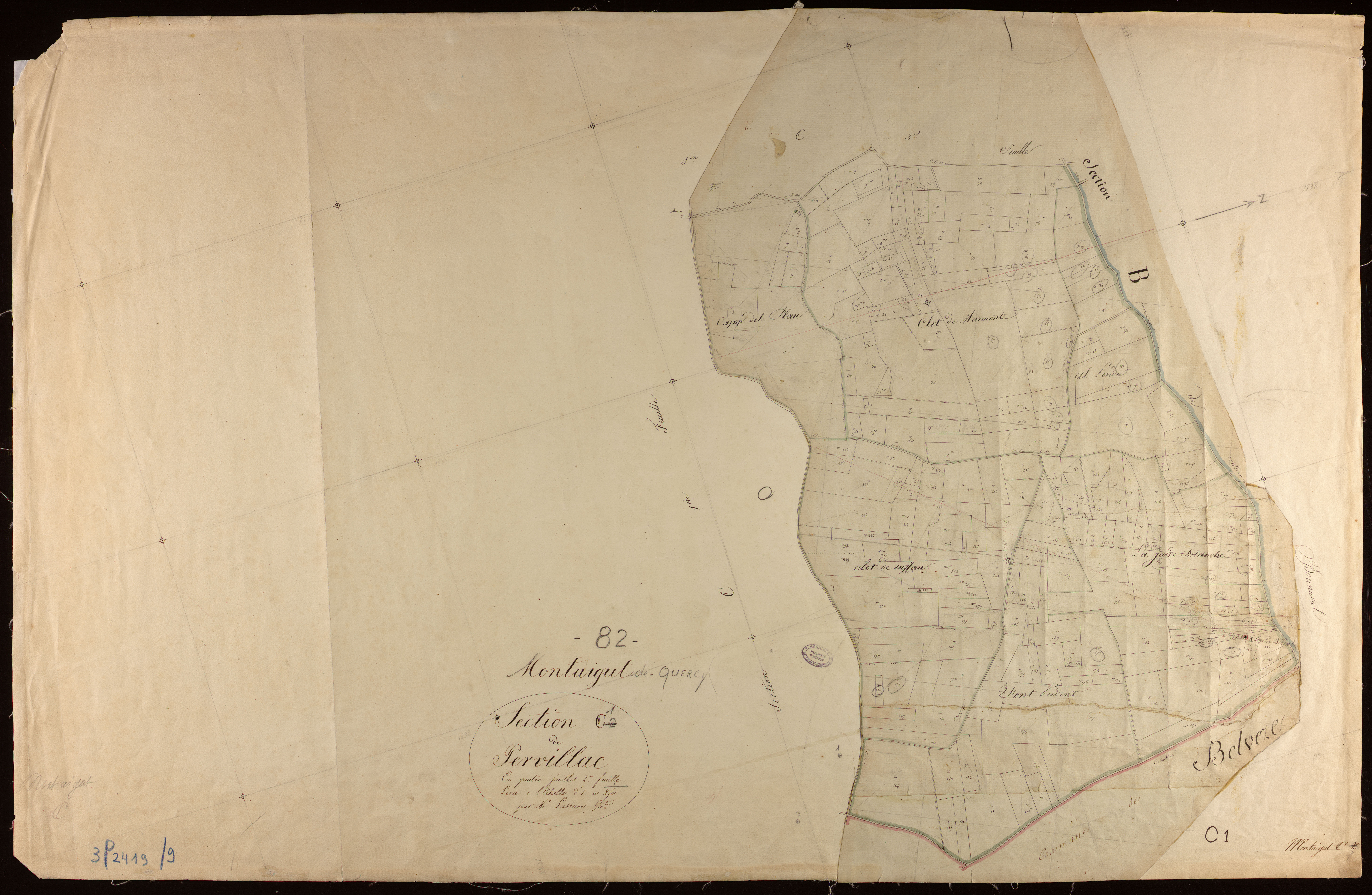 Montaigu-de-Quercy - Section C - Pervillac, 1ère feuille